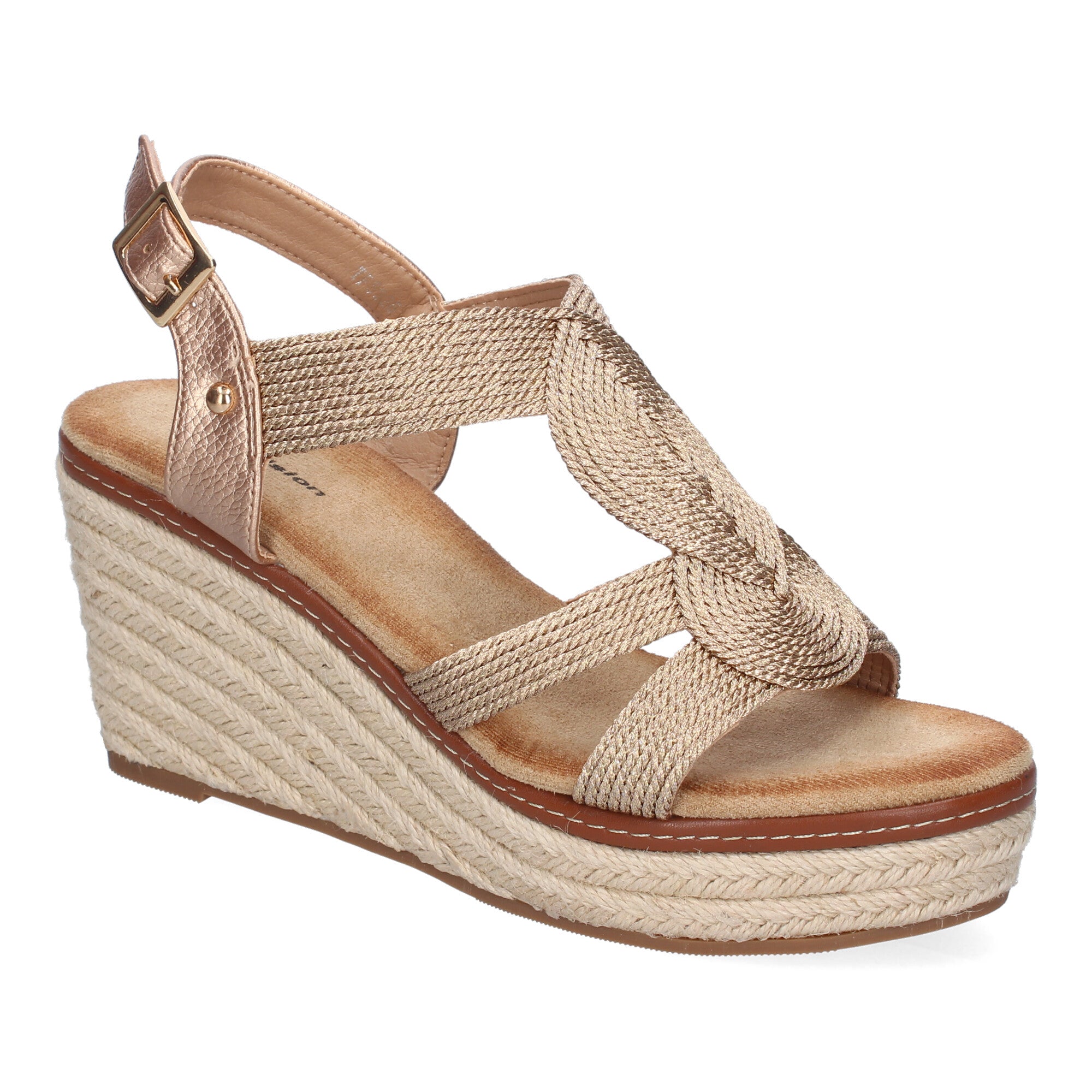 Sandalia de Cuña de Yute para Mujer, Cómoda y Elegante con Diseño Trenzado y Hebilla