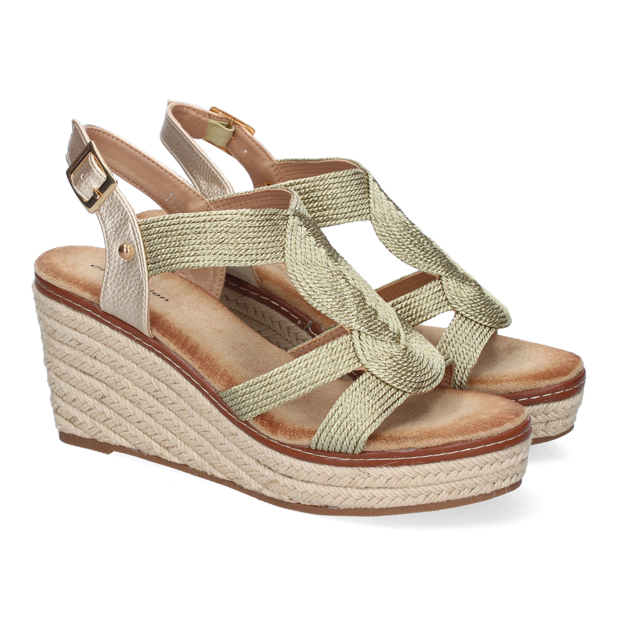 Sandalia de Cuña de Yute para Mujer, Cómoda y Elegante con Diseño Trenzado y Hebilla