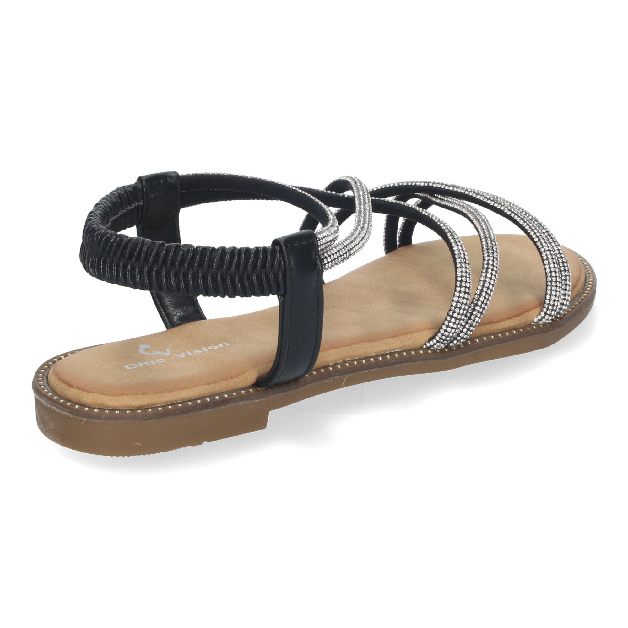 Sandalias Planas de Verano para Mujer, Elegantes y Cómodas con Tiras Entrecruzadas y Adornos Brillantes