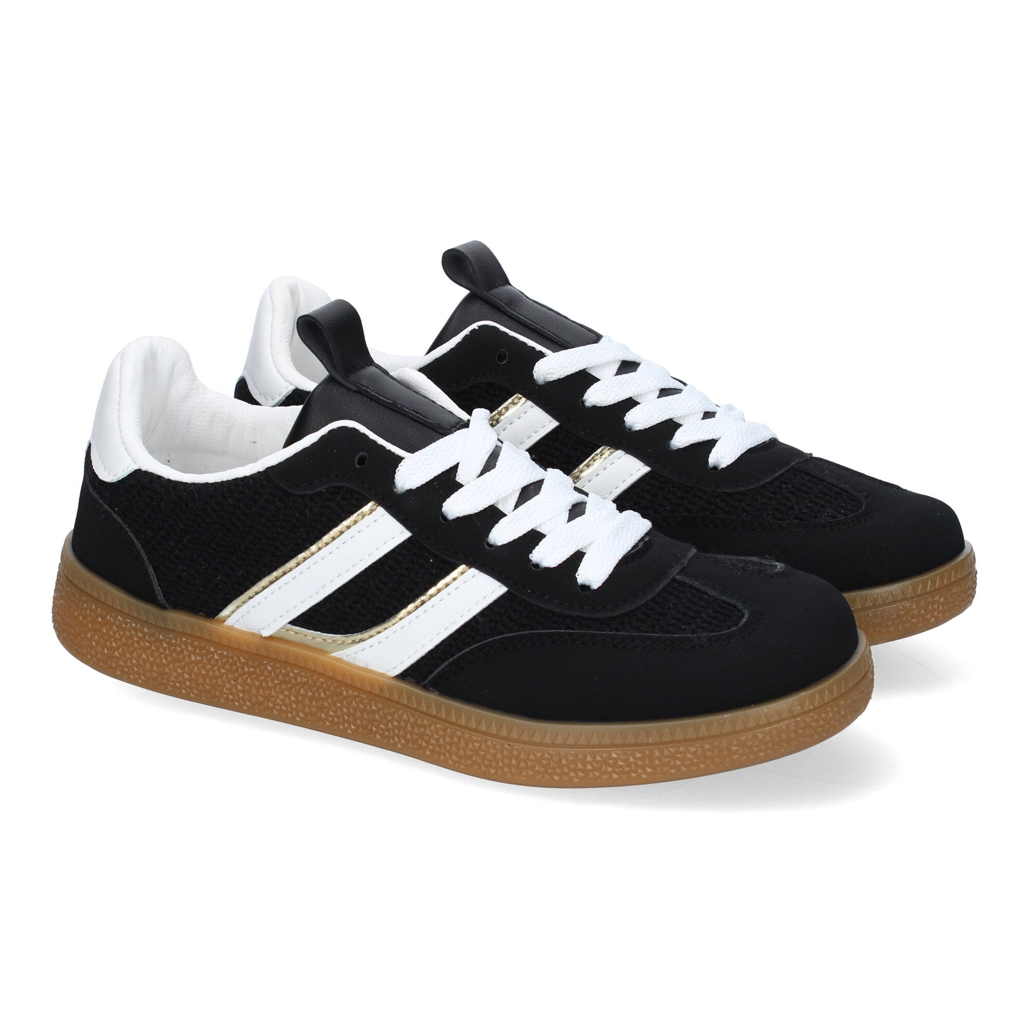 Zapatillas Deportivas Casuales para Mujer Negras Con Rayas Blancas