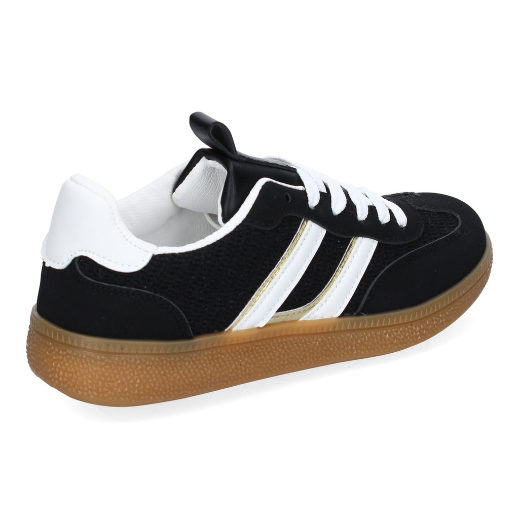 Zapatillas Deportivas Casuales para Mujer Negras Con Rayas Blancas