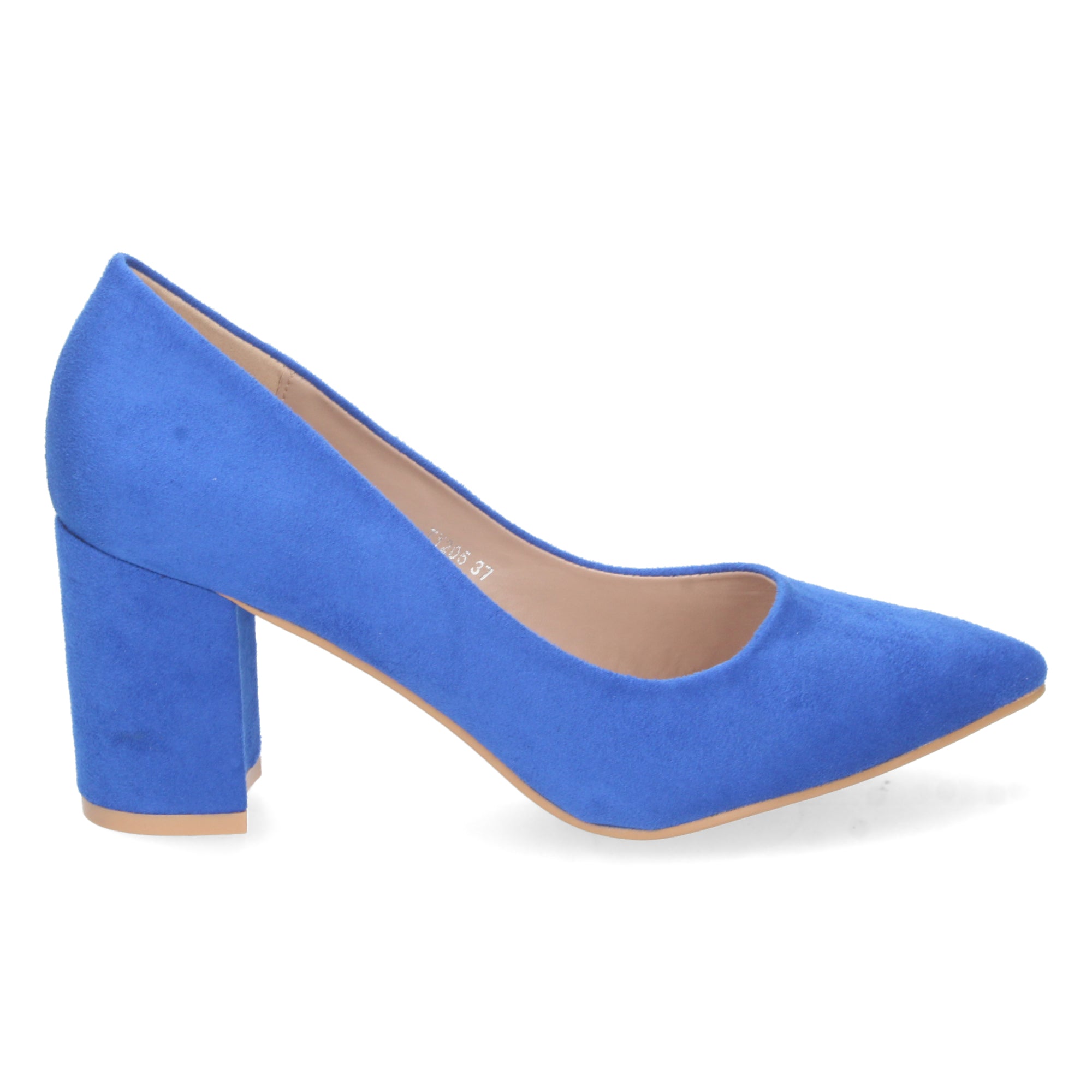Zapato Azul  de Salón con Tacón Ancho Para Mujer