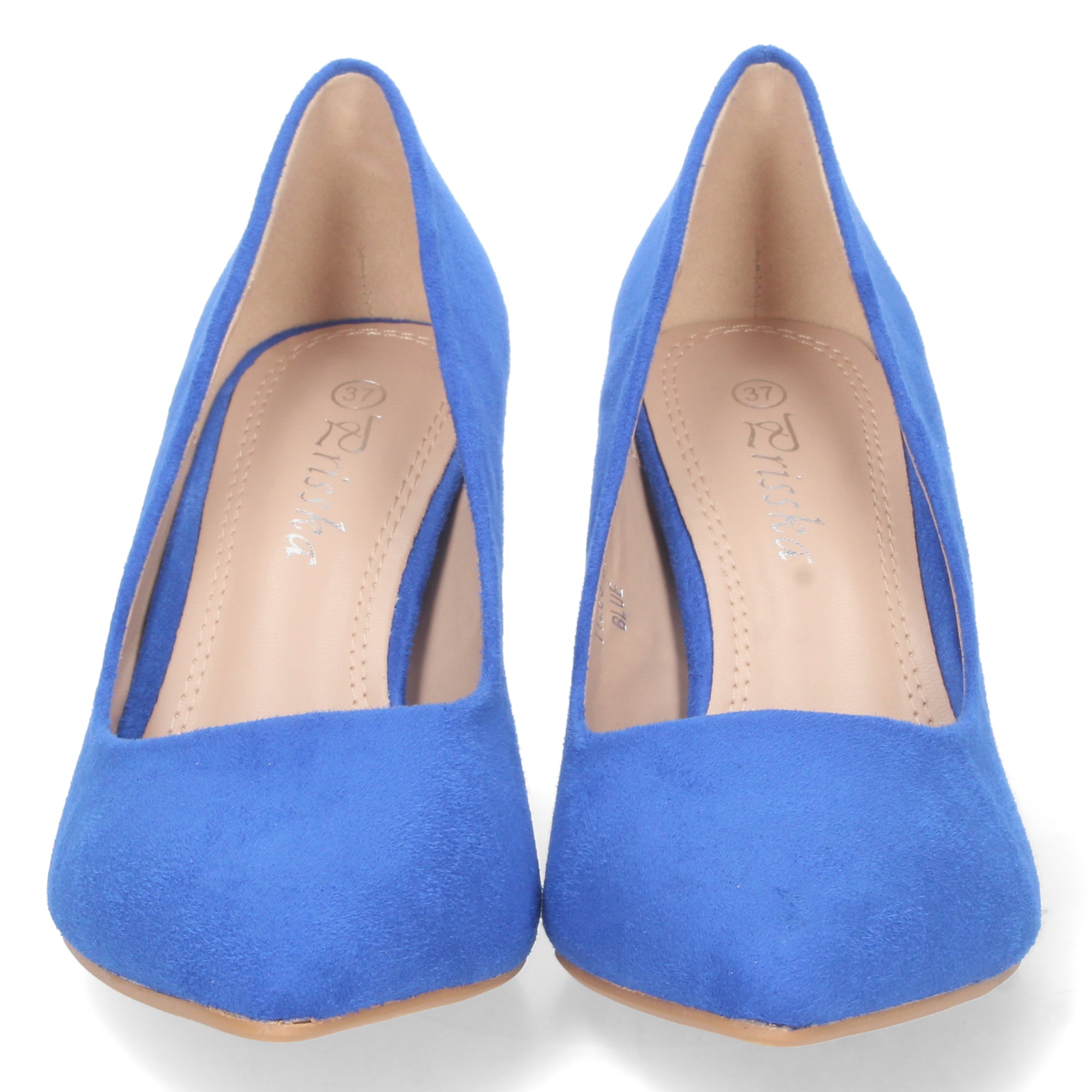 Zapato Azul  de Salón con Tacón Ancho Para Mujer