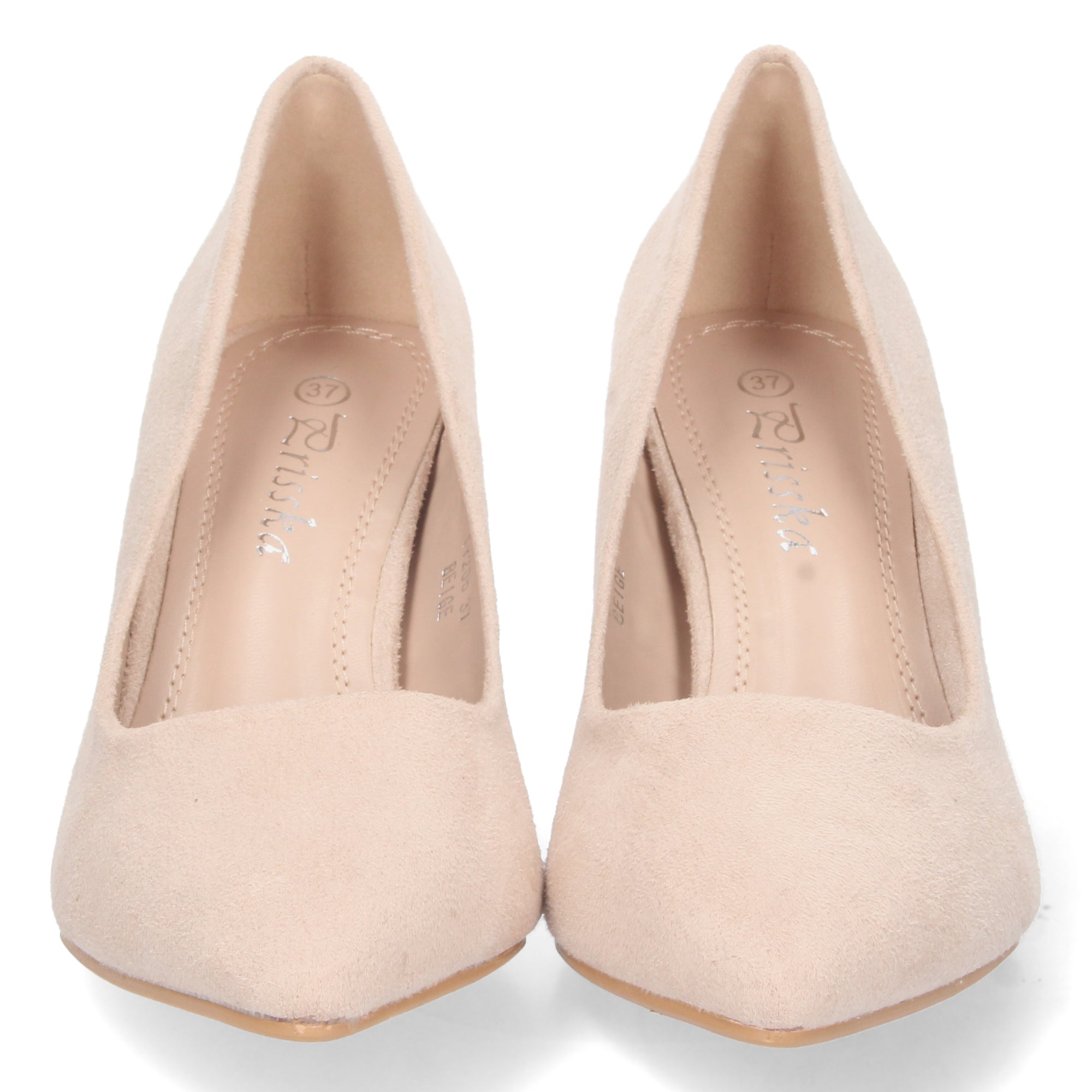 Zapato Beige de Salón con Tacón Ancho Para Mujer