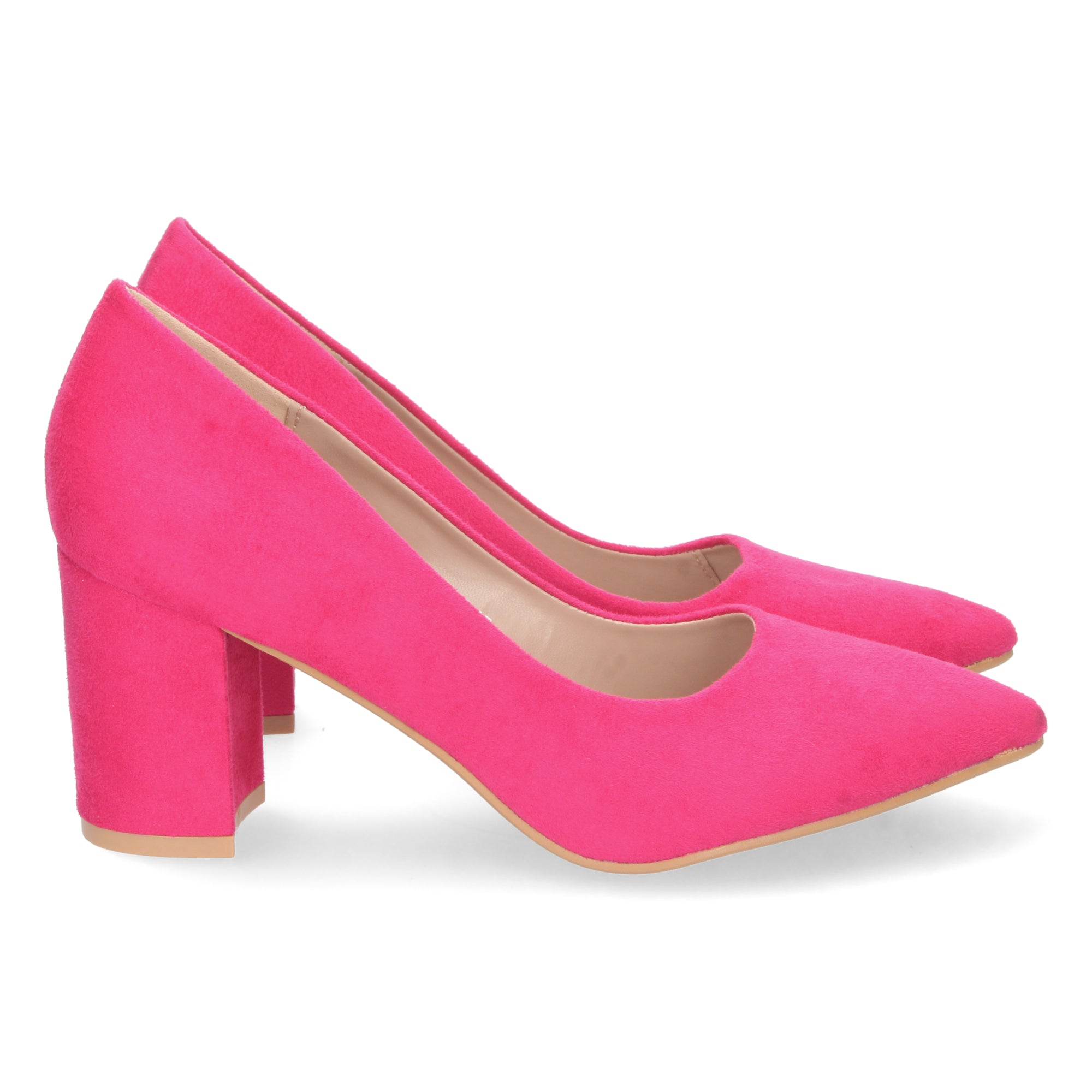 Zapato Fucsia  de Salón con Tacón Ancho Para Mujer