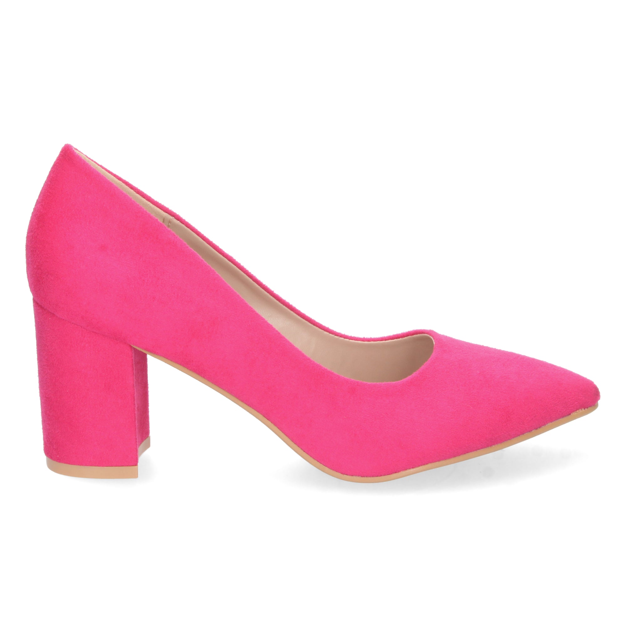 Zapato Fucsia  de Salón con Tacón Ancho Para Mujer