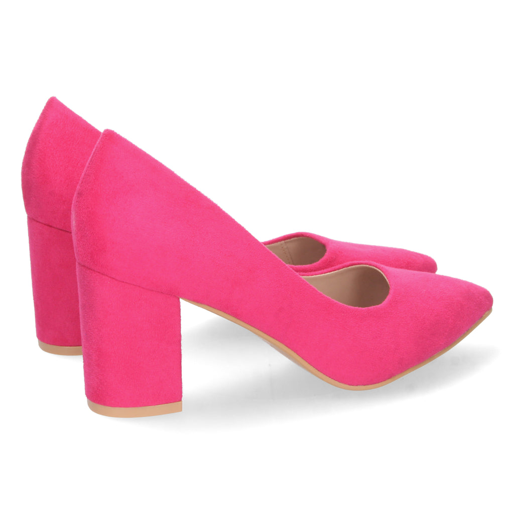 Zapato Fucsia  de Salón con Tacón Ancho Para Mujer