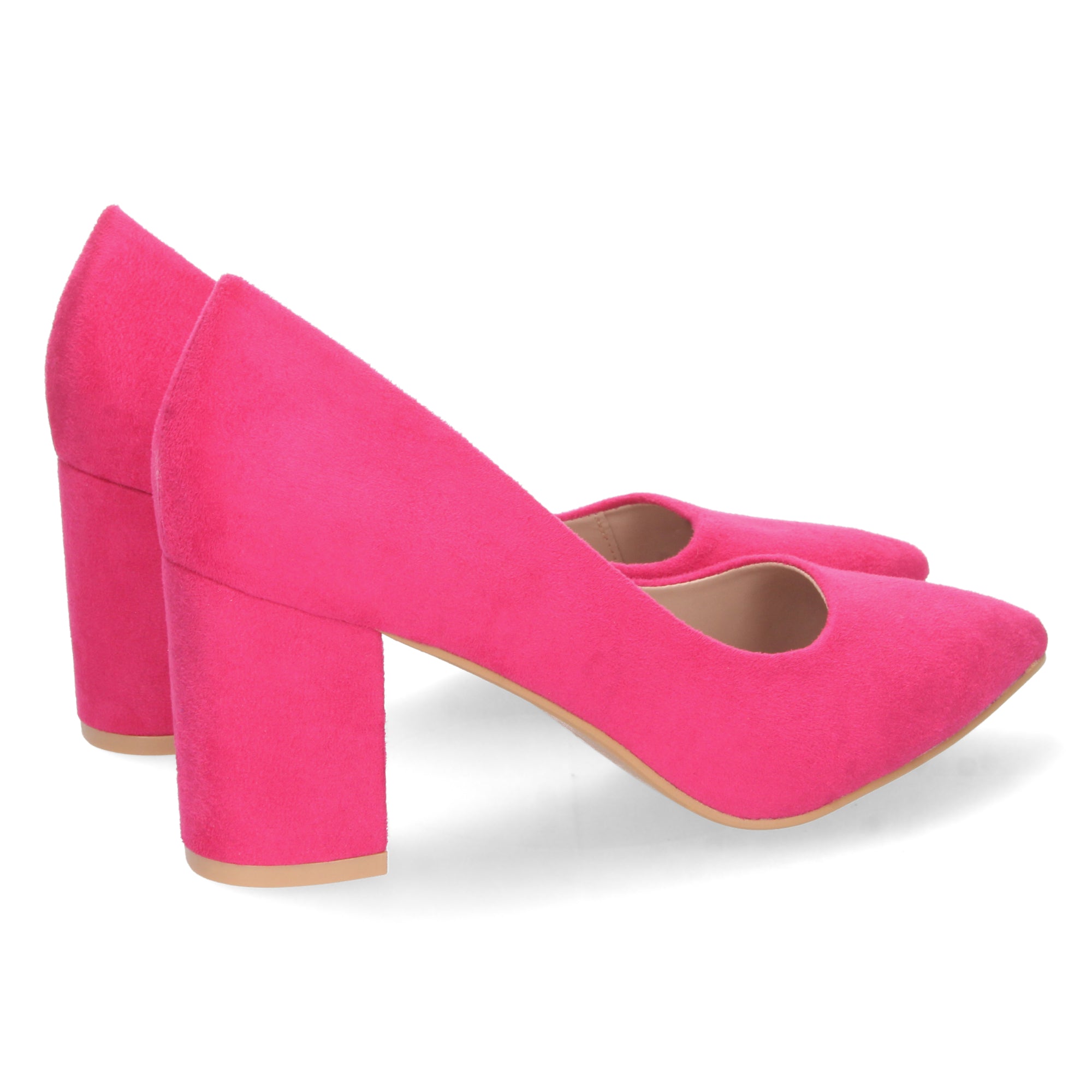 Zapato Fucsia  de Salón con Tacón Ancho Para Mujer
