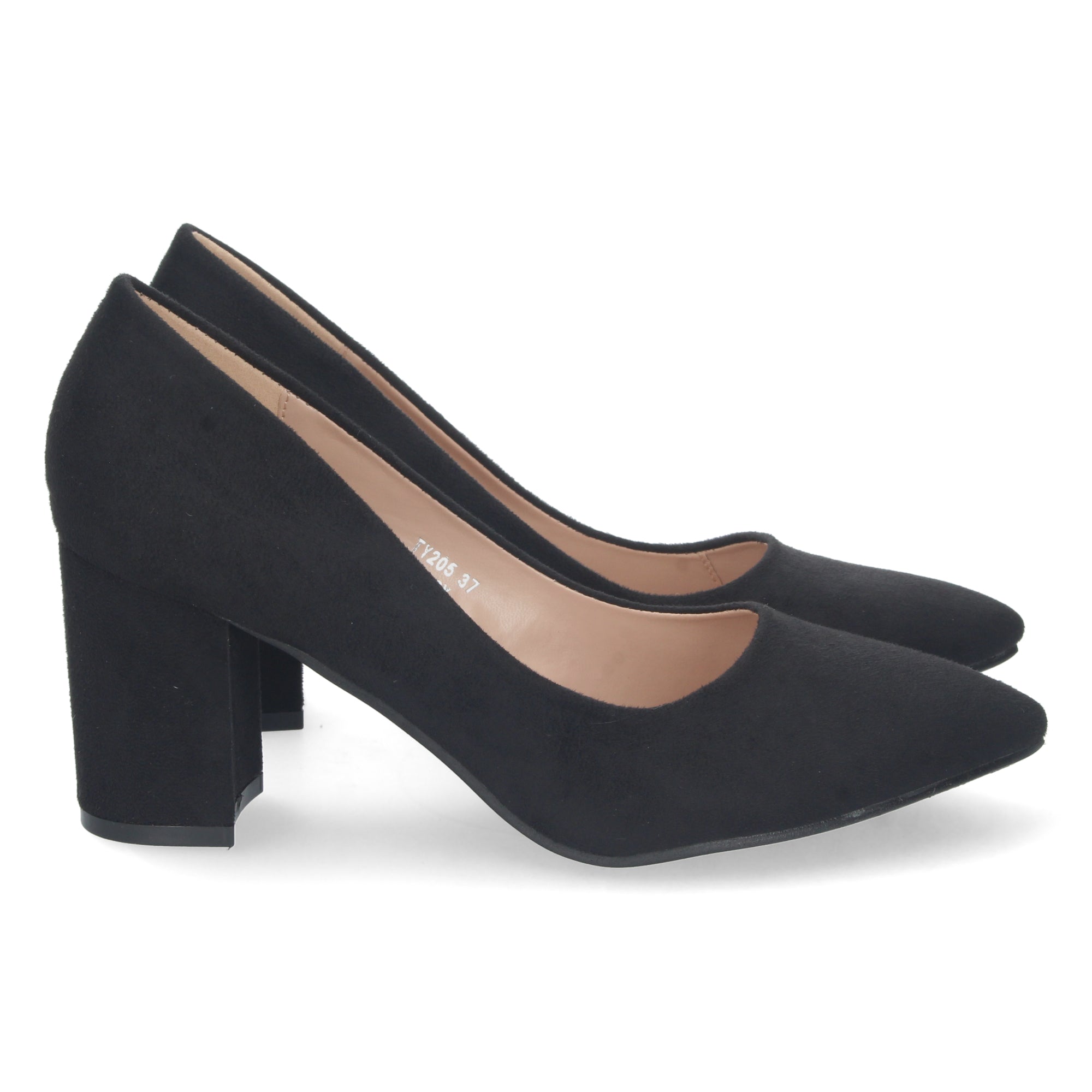 Zapato Negro de Salón con Tacón Cuadrado Para Mujer