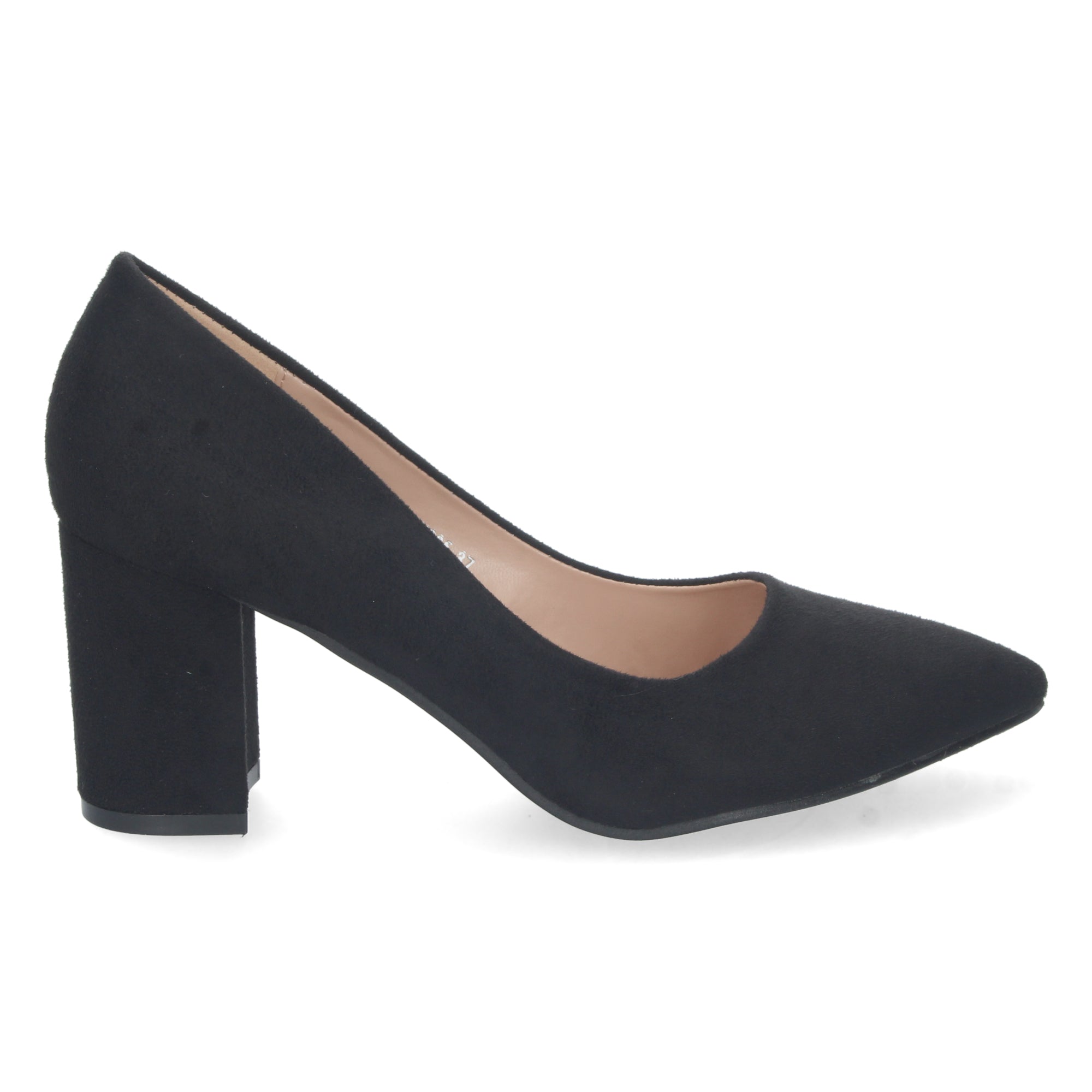 Zapato Negro de Salón con Tacón Cuadrado Para Mujer