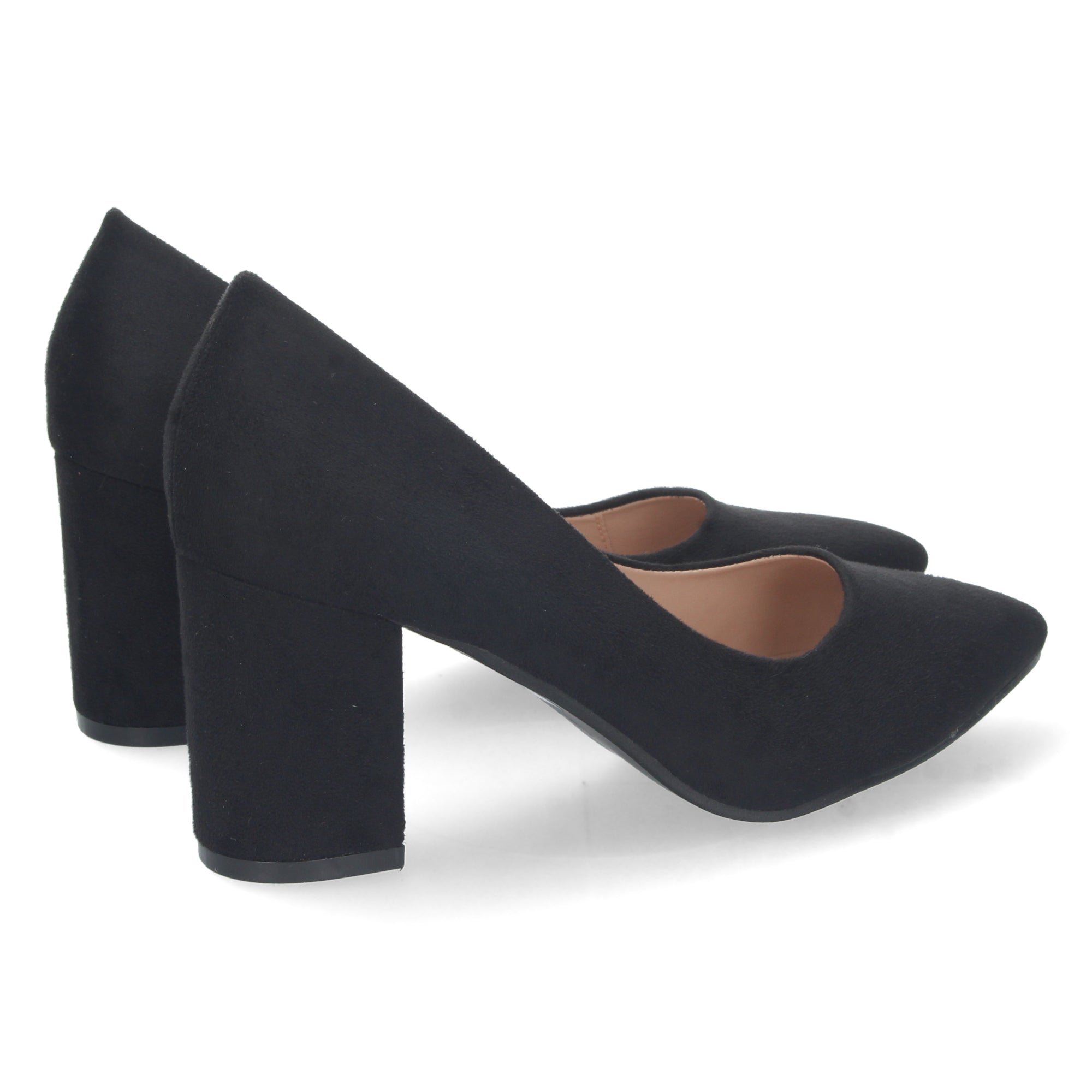 Zapato Negro de Salón con Tacón Cuadrado Para Mujer