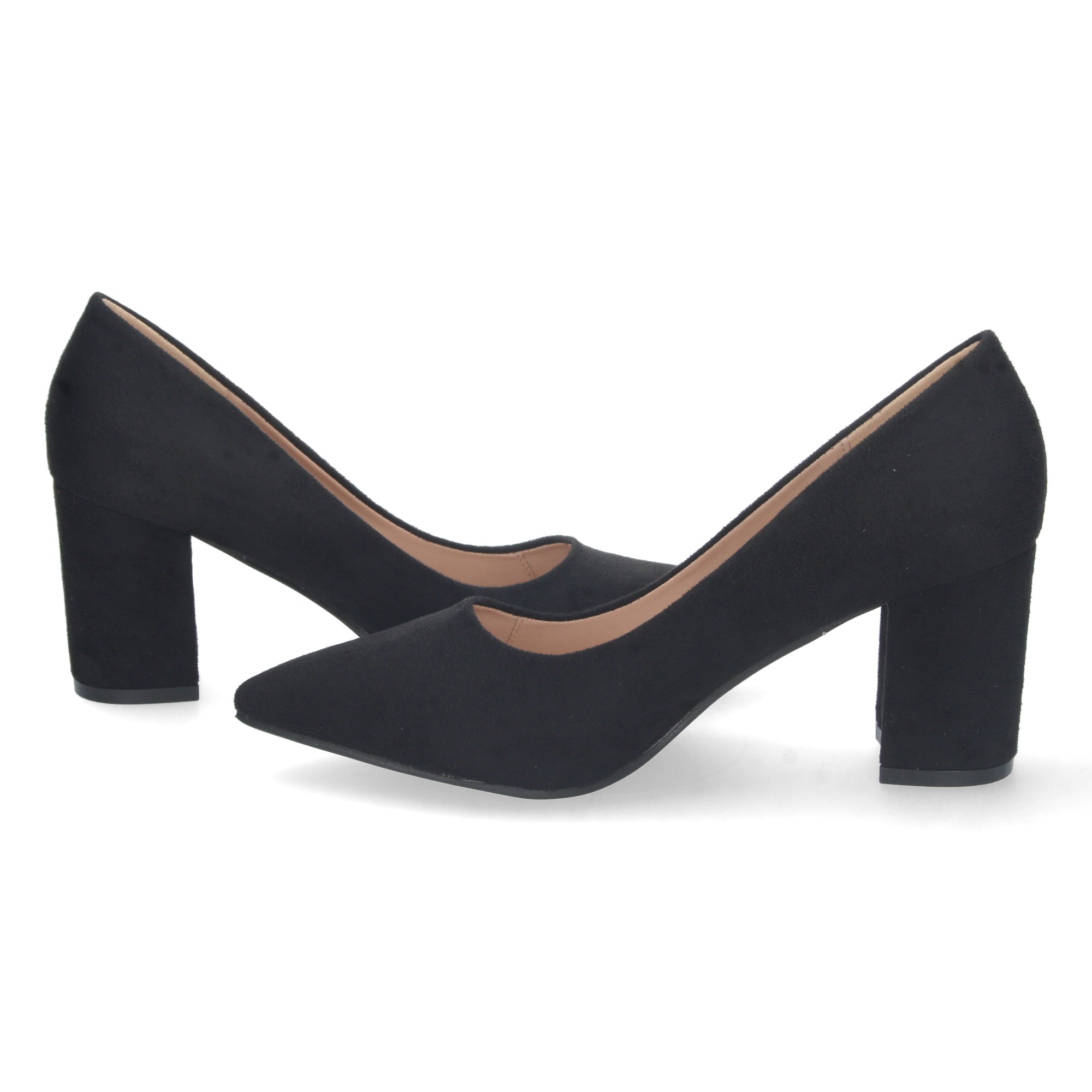 Zapato Negro de Salón con Tacón Cuadrado Para Mujer