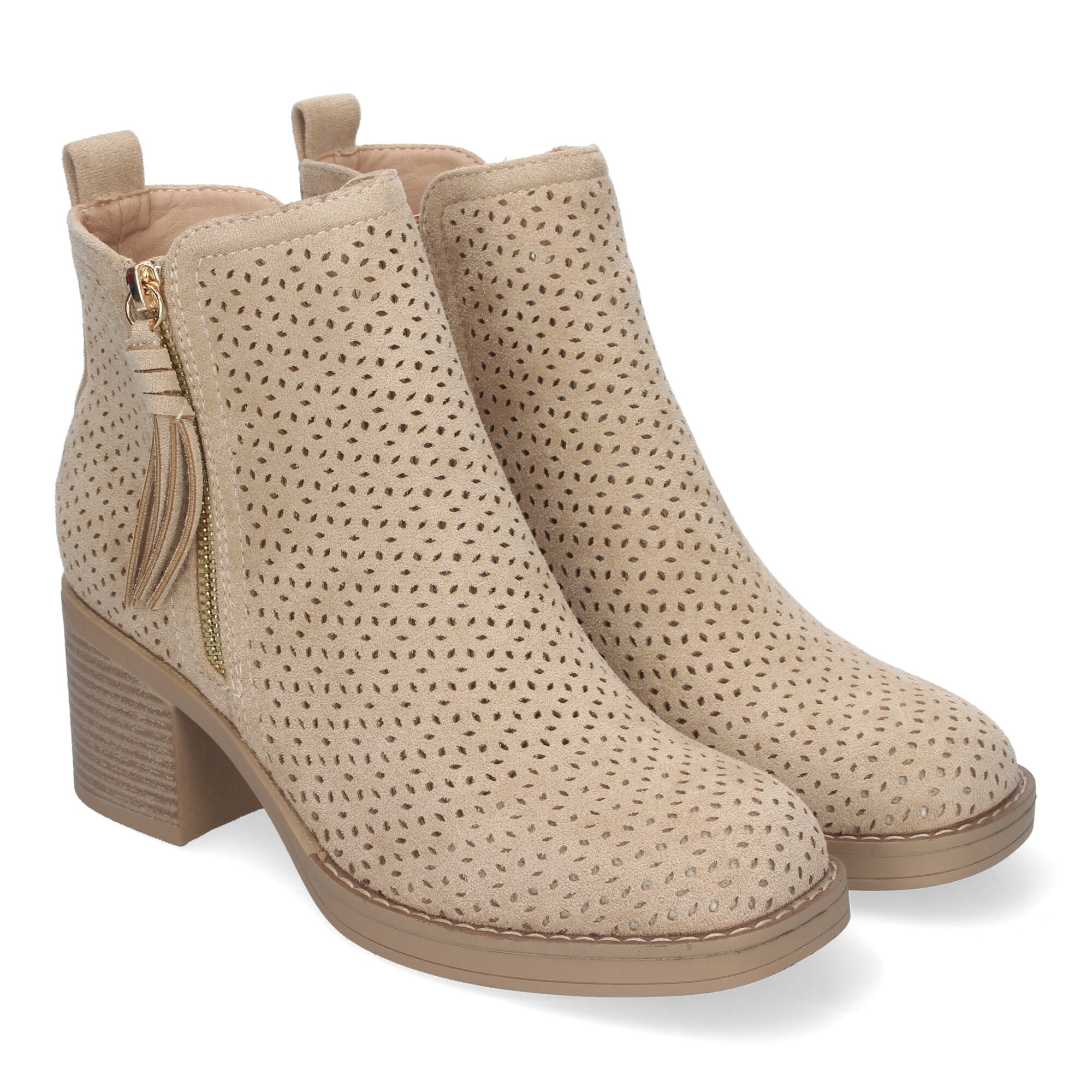Botines  De Flecos ,Tacon Ancho Elegantes y Comodos Para Mujer