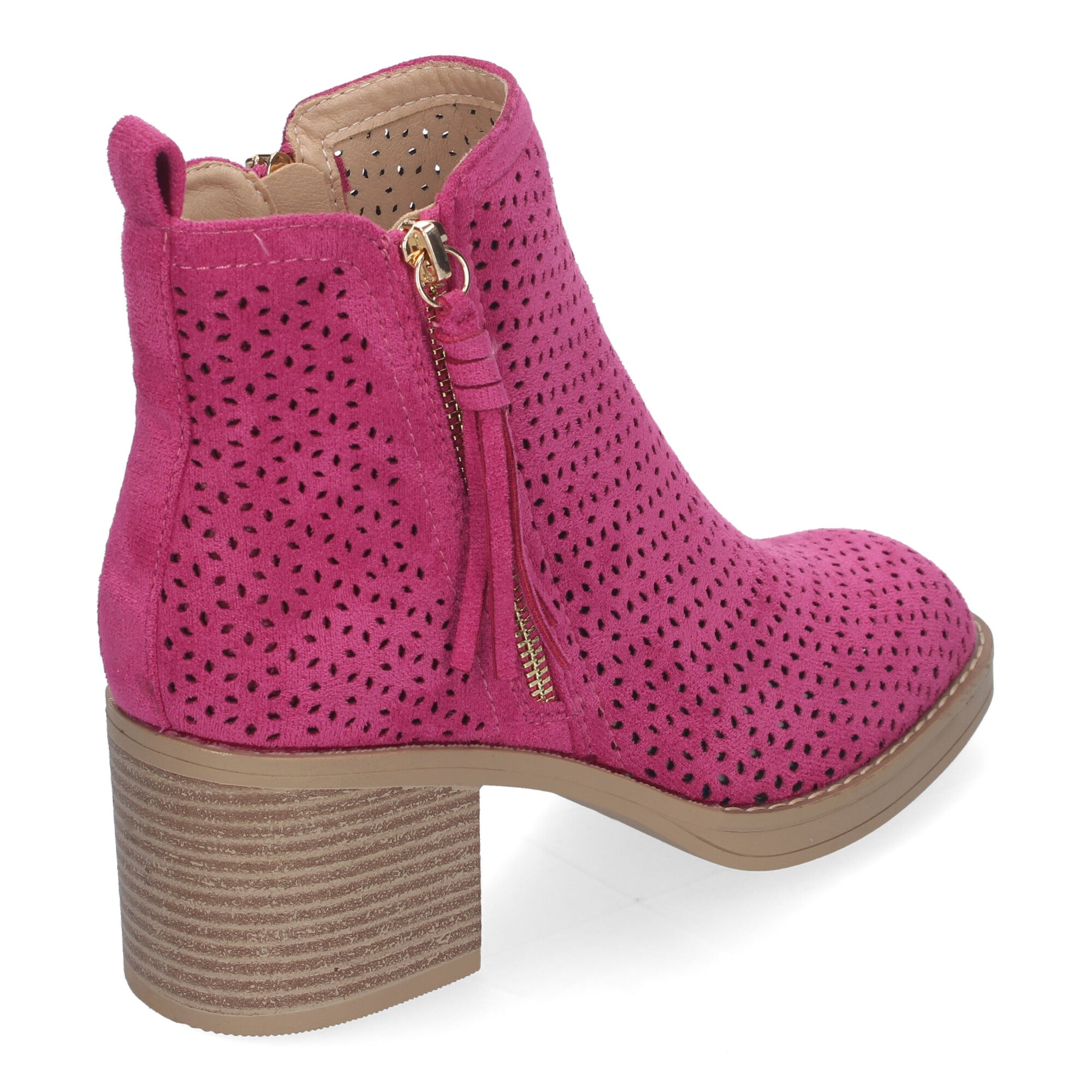 Botines fucsia con diseño perforado