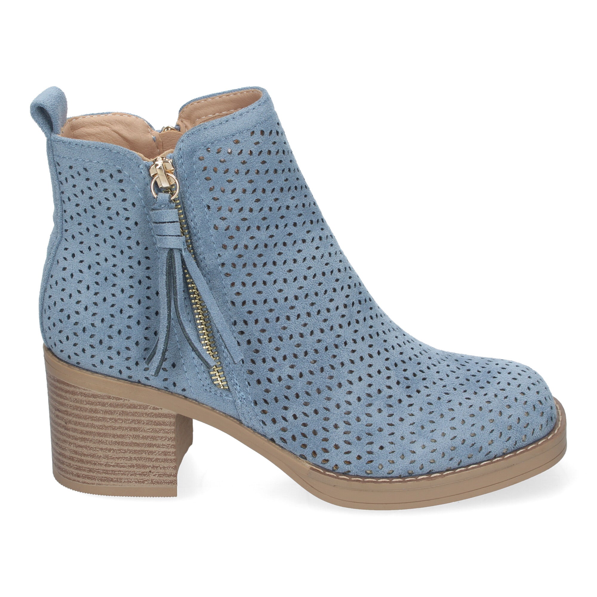 Botines jeans con diseño perforado