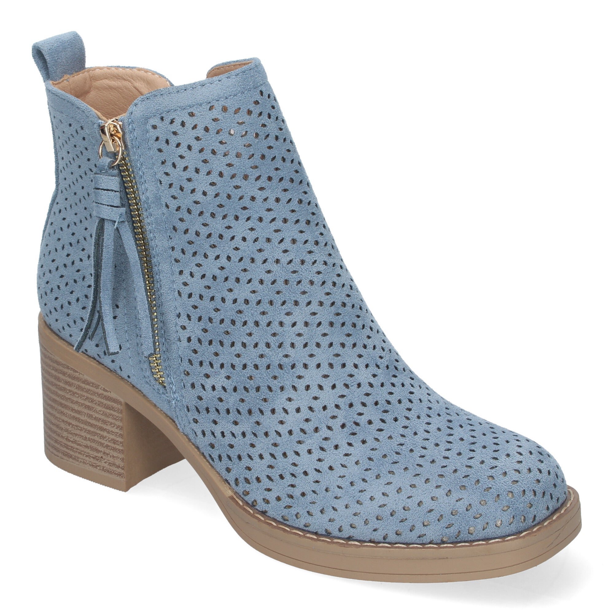 Botines jeans con diseño perforado