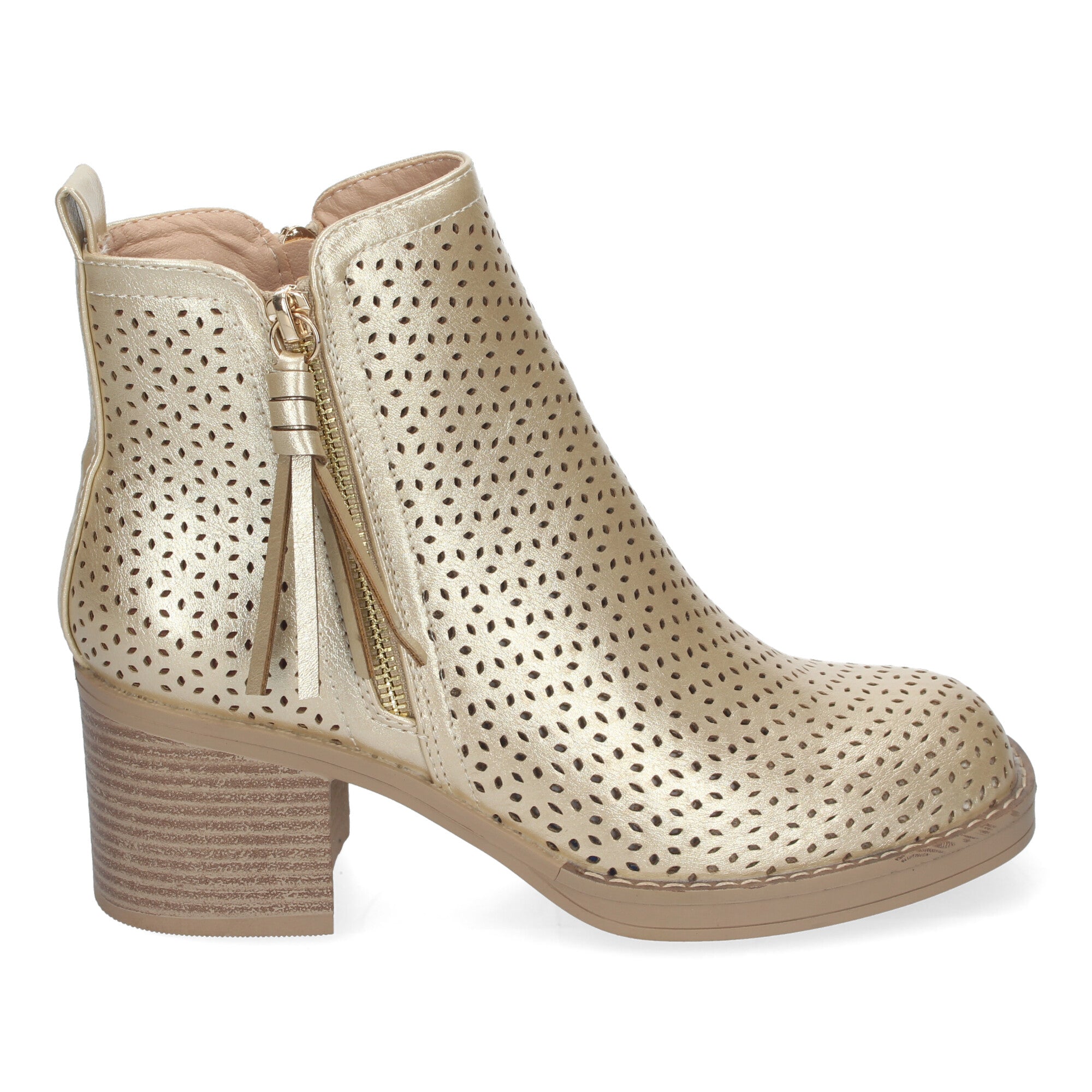 Botines oro con tacón ancho