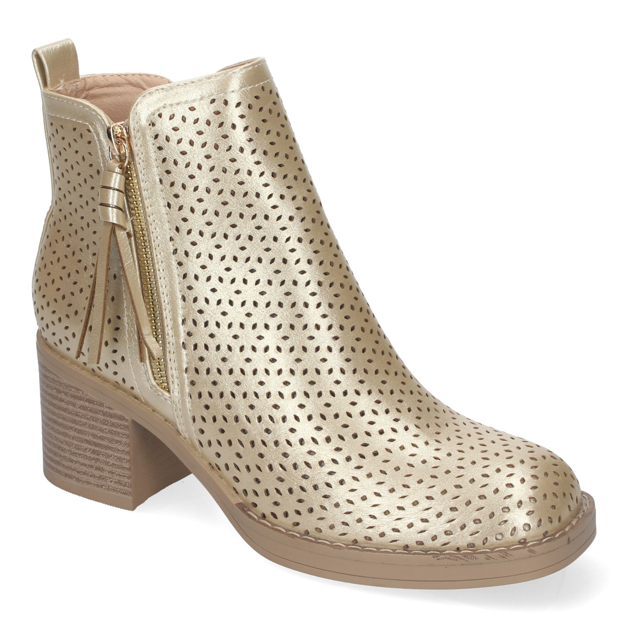Botines oro con tacón ancho