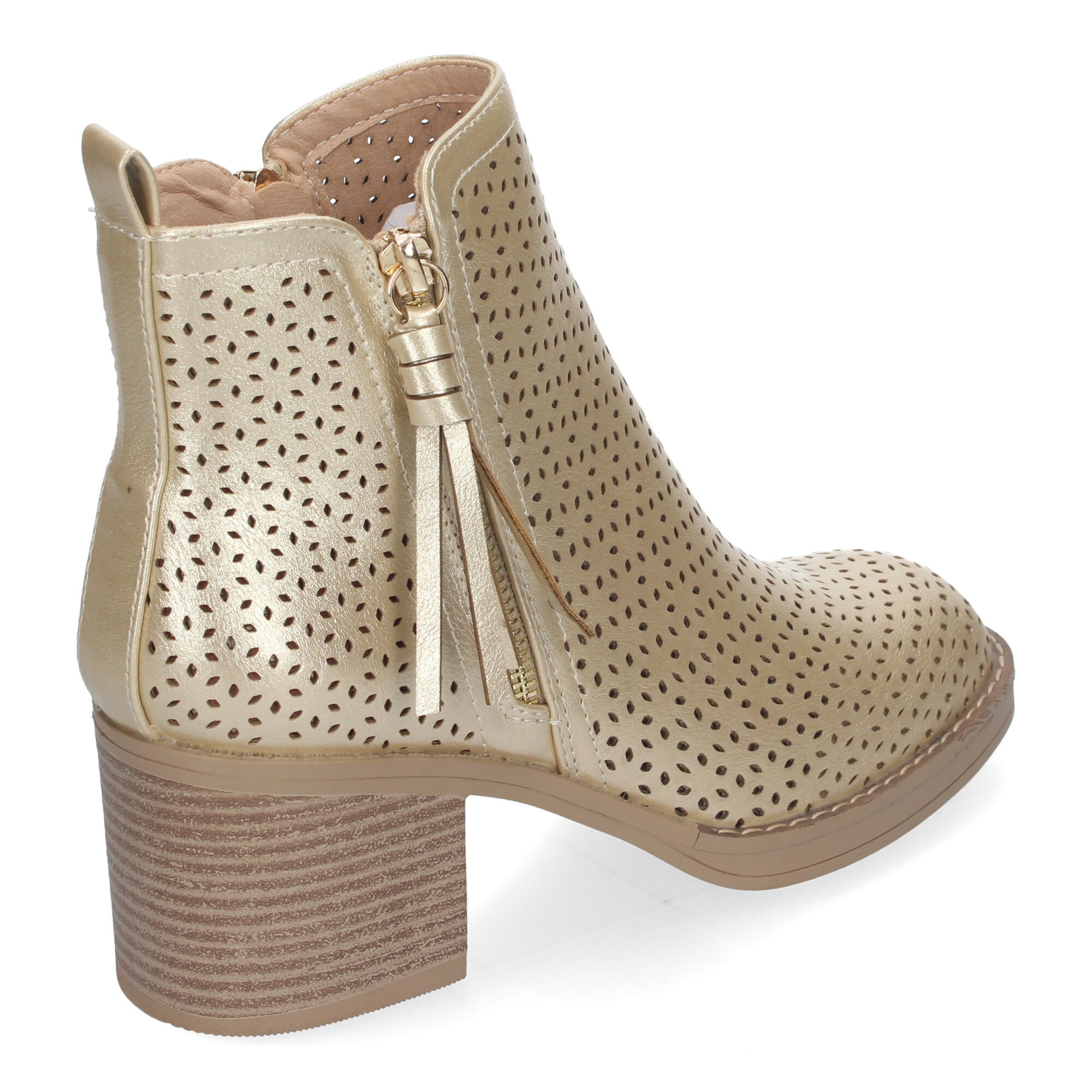 Botines oro con tacón ancho