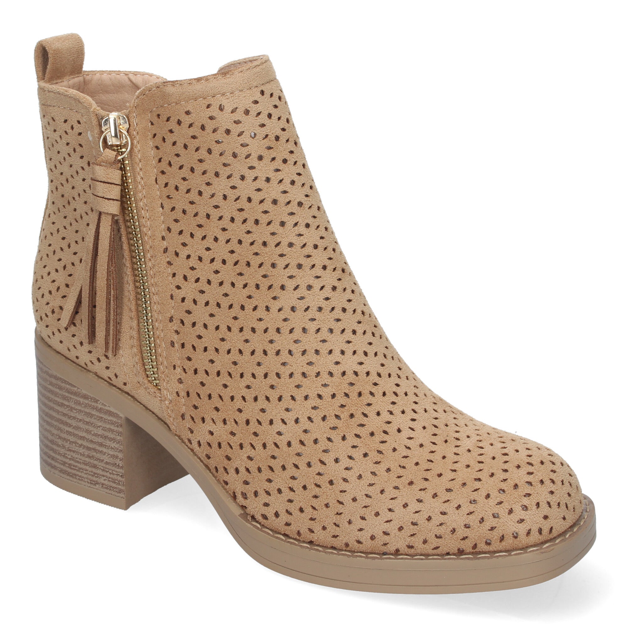 Botines taupe con tacón ancho