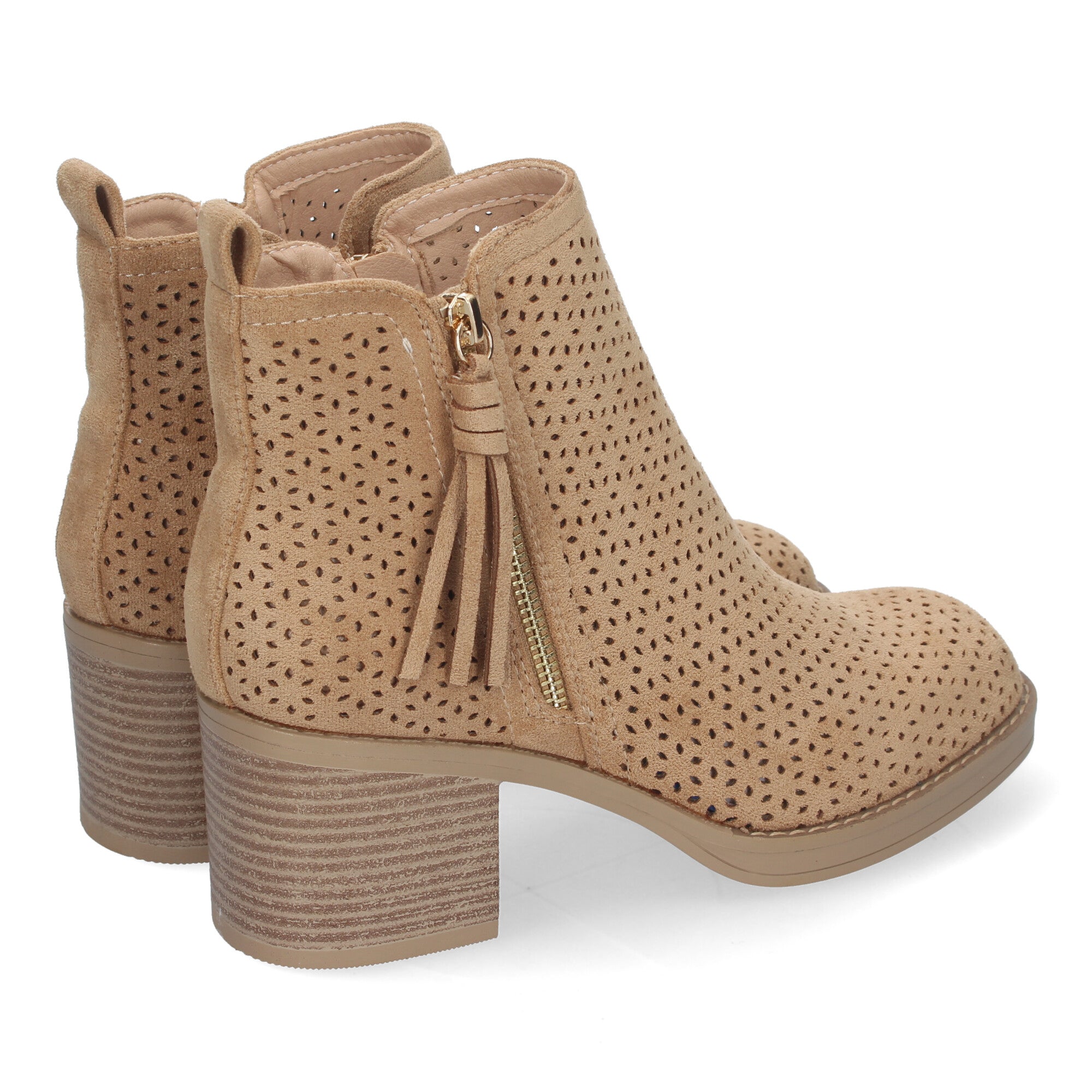Botines taupe con tacón ancho