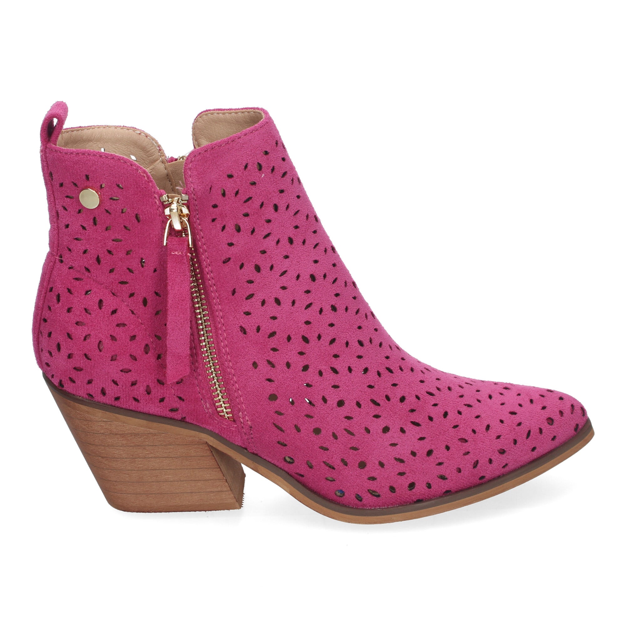 Botines fucsia con diseño perforado