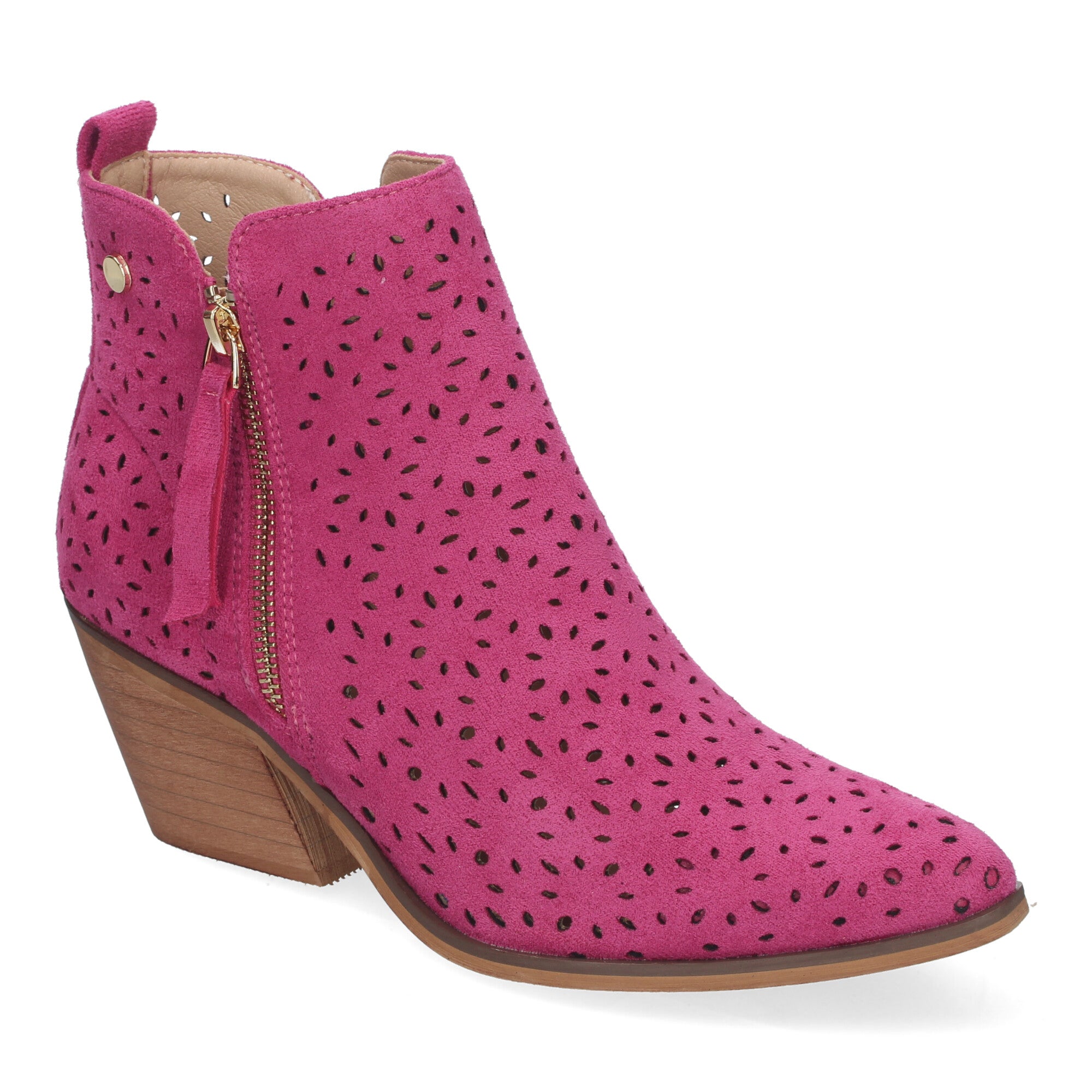Botines fucsia con diseño perforado