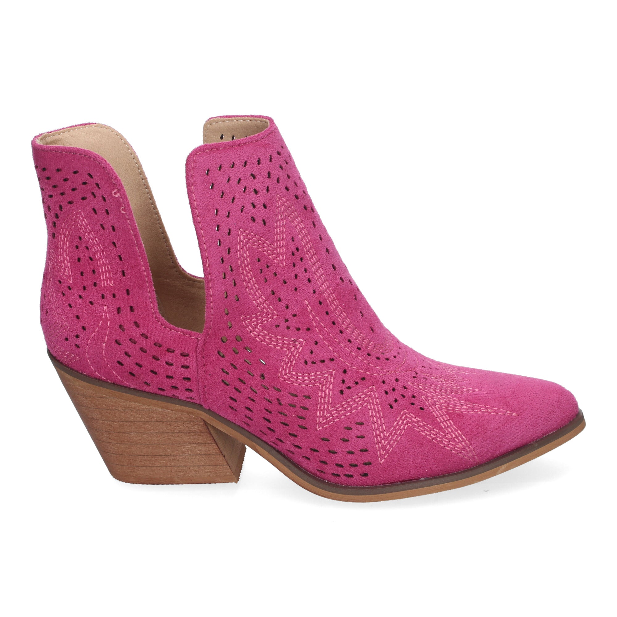 botin fucsia con diseño perforado