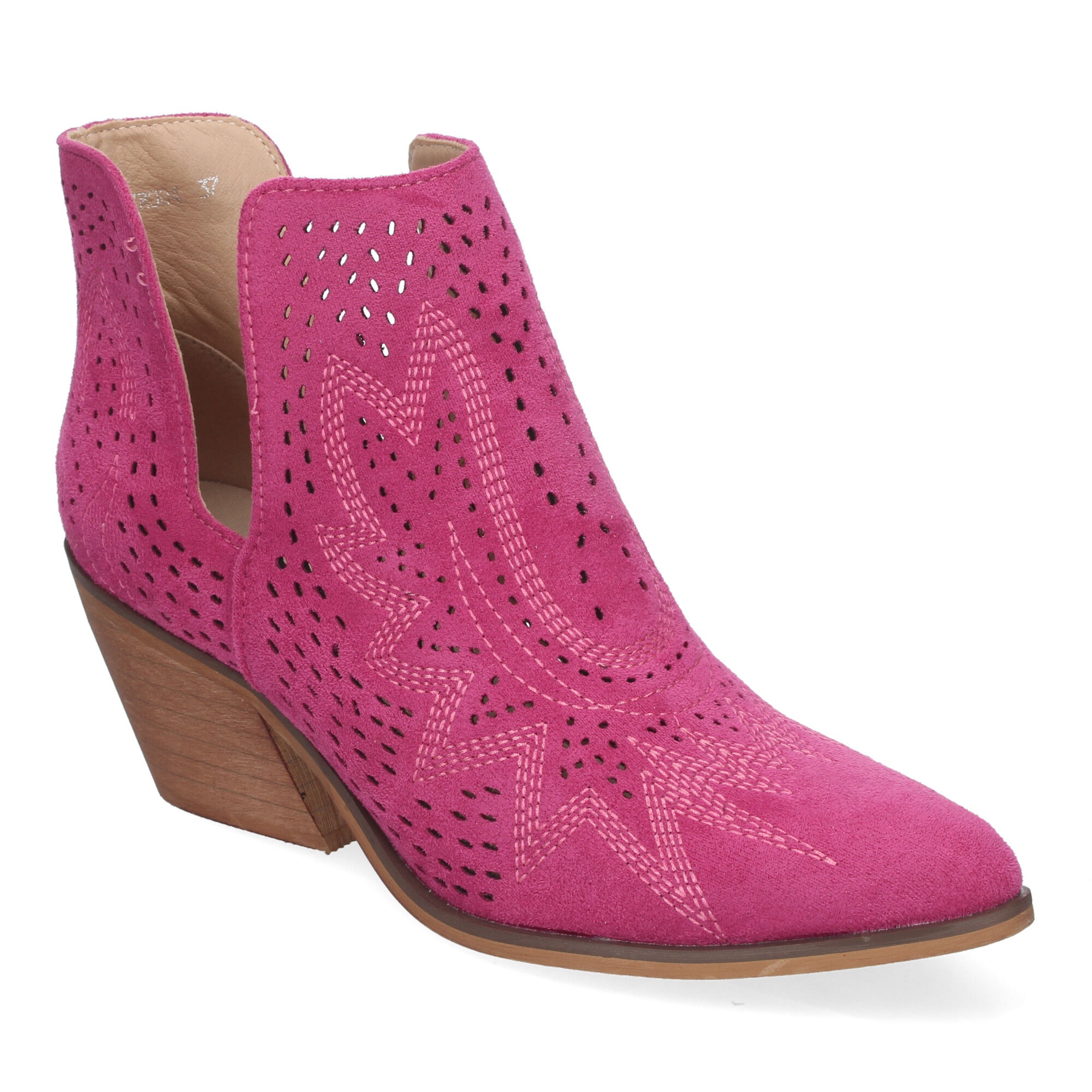 botin fucsia con diseño perforado