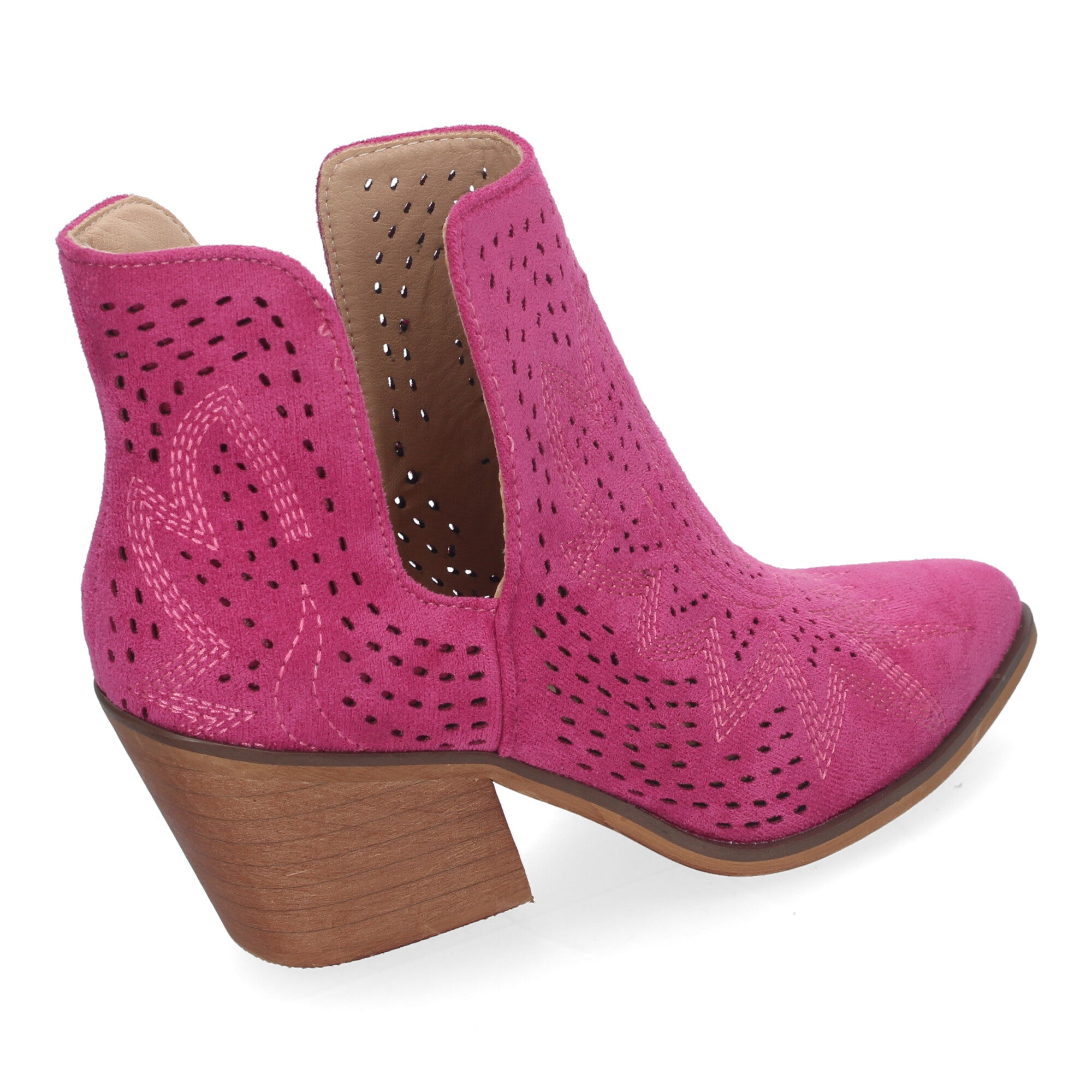 botin fucsia con diseño perforado