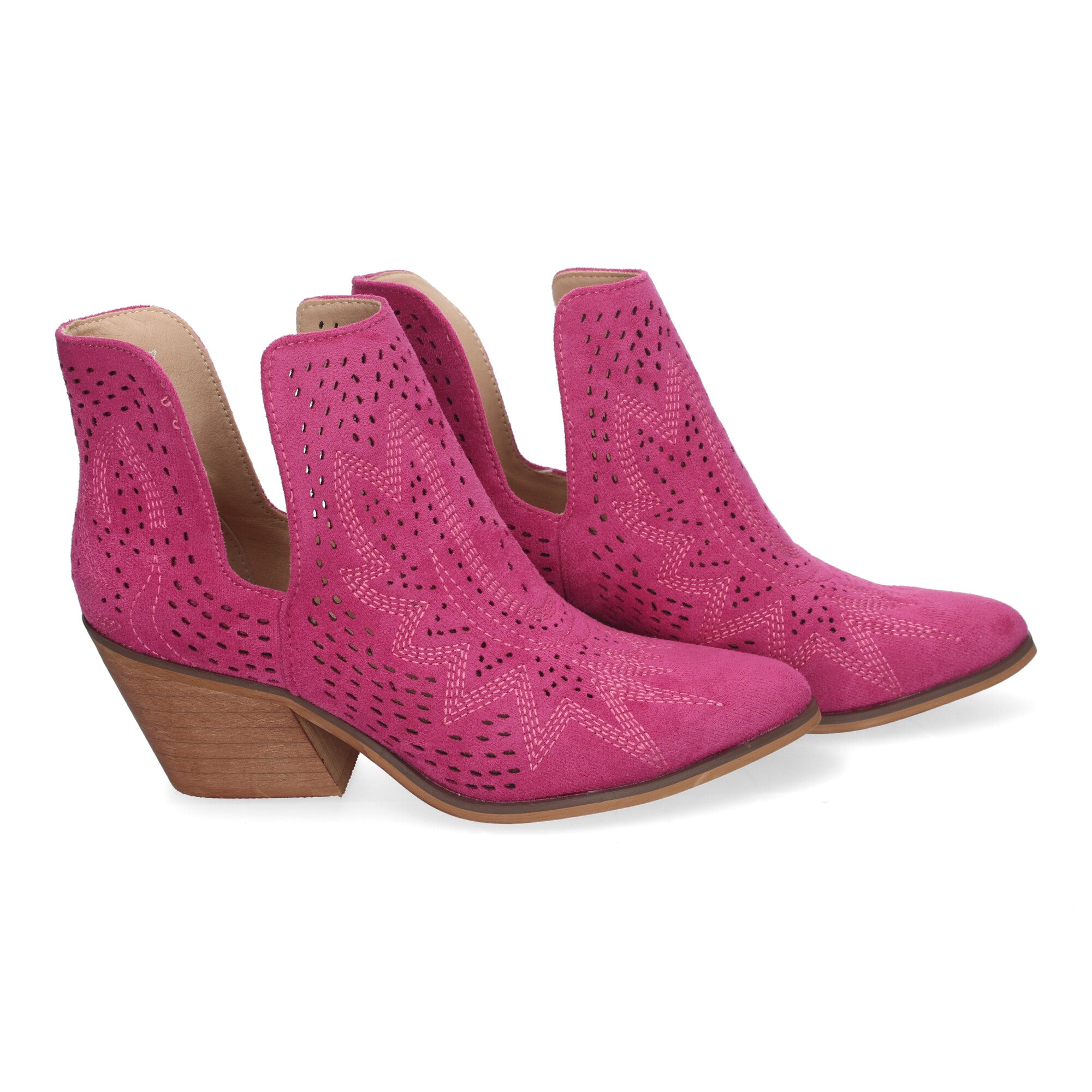 botin fucsia con diseño perforado