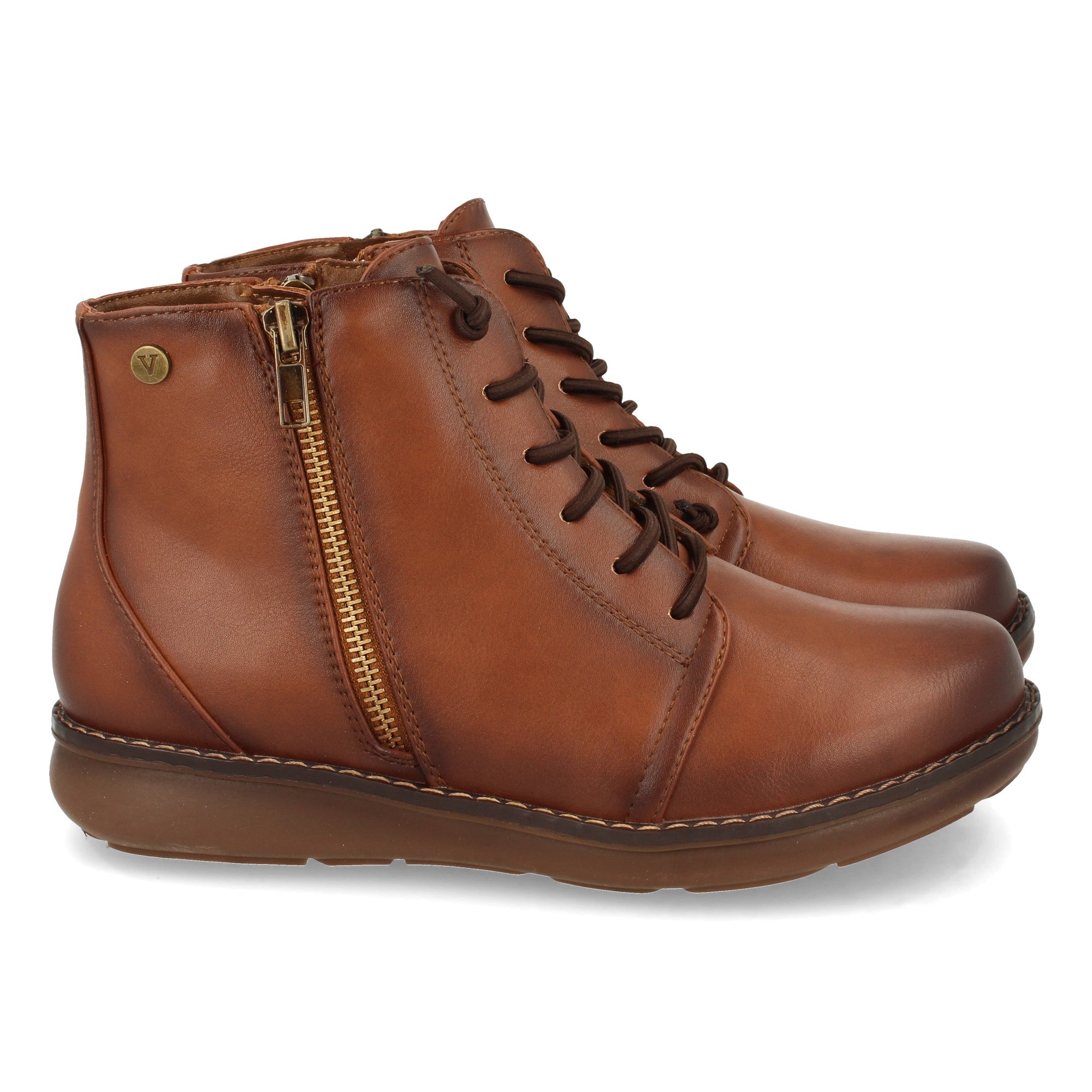 Botin plano cuero con cordones