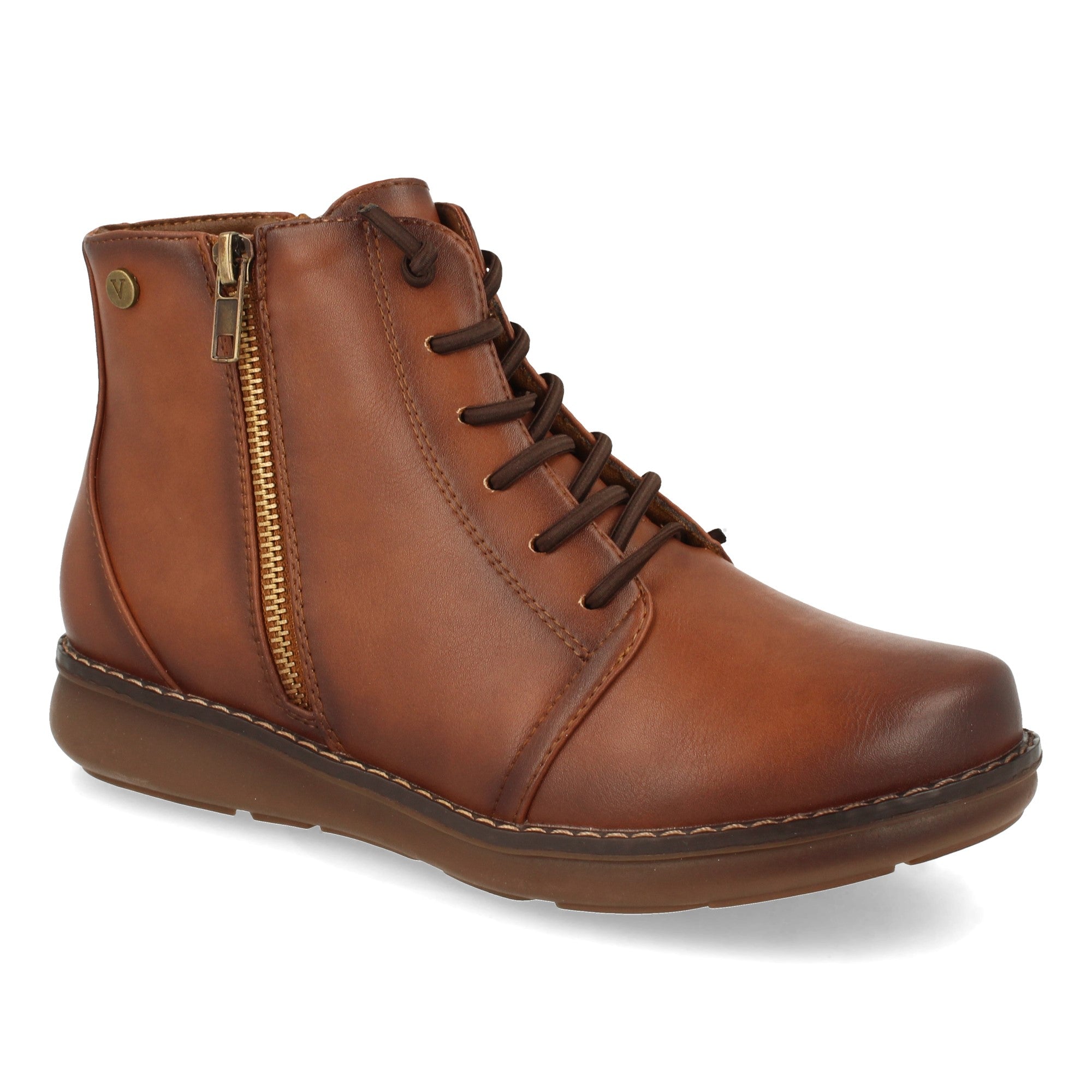 Botin plano cuero con cordones