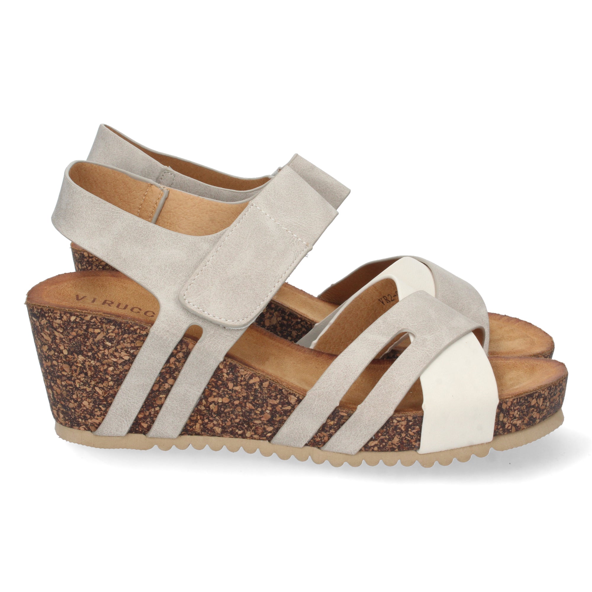 Sandalia de Cuña para Mujer, Cómoda, con Palas Cruzadas y Cierre de Velcro