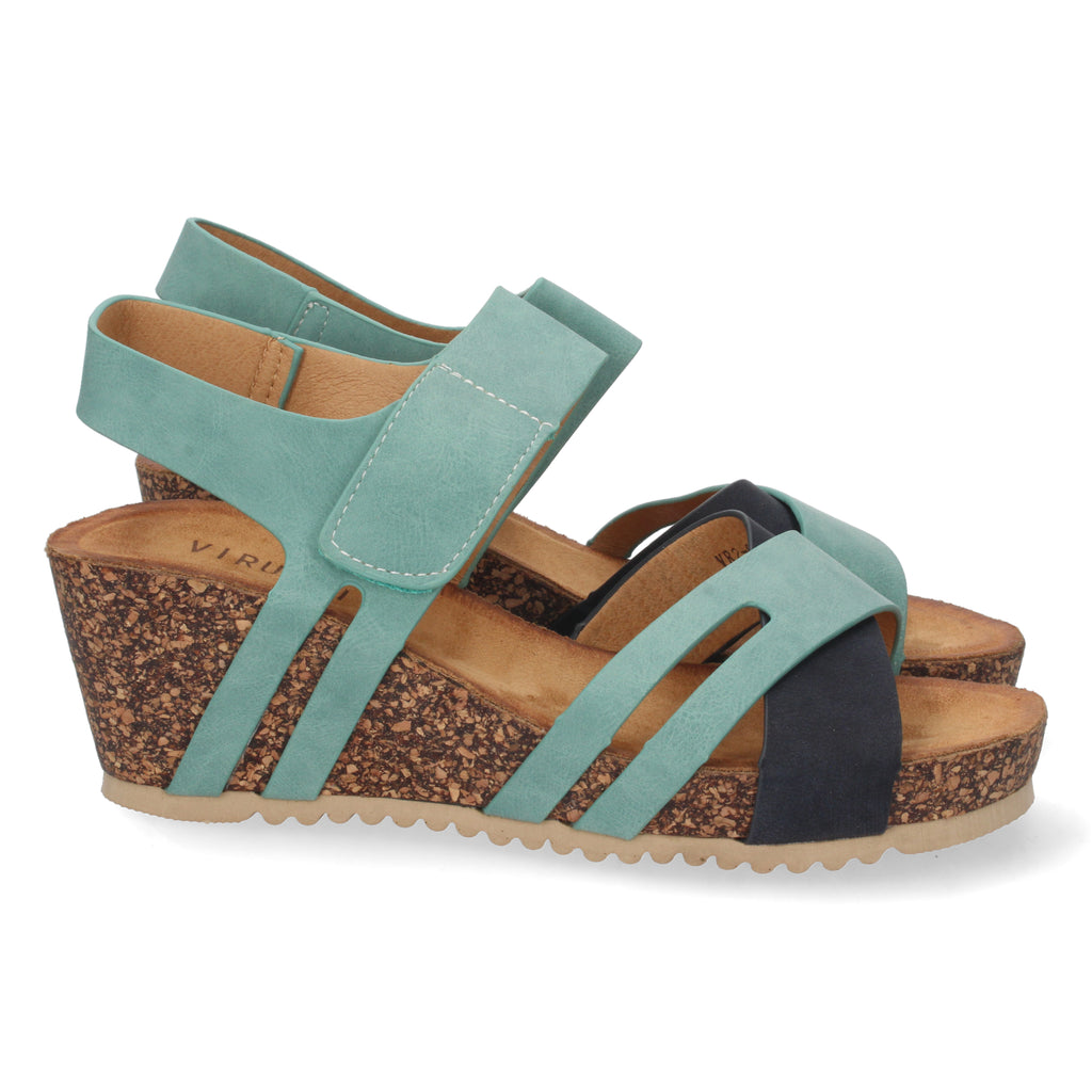 Sandalia de Cuña para Mujer, Cómoda, con Palas Cruzadas y Cierre de Velcro