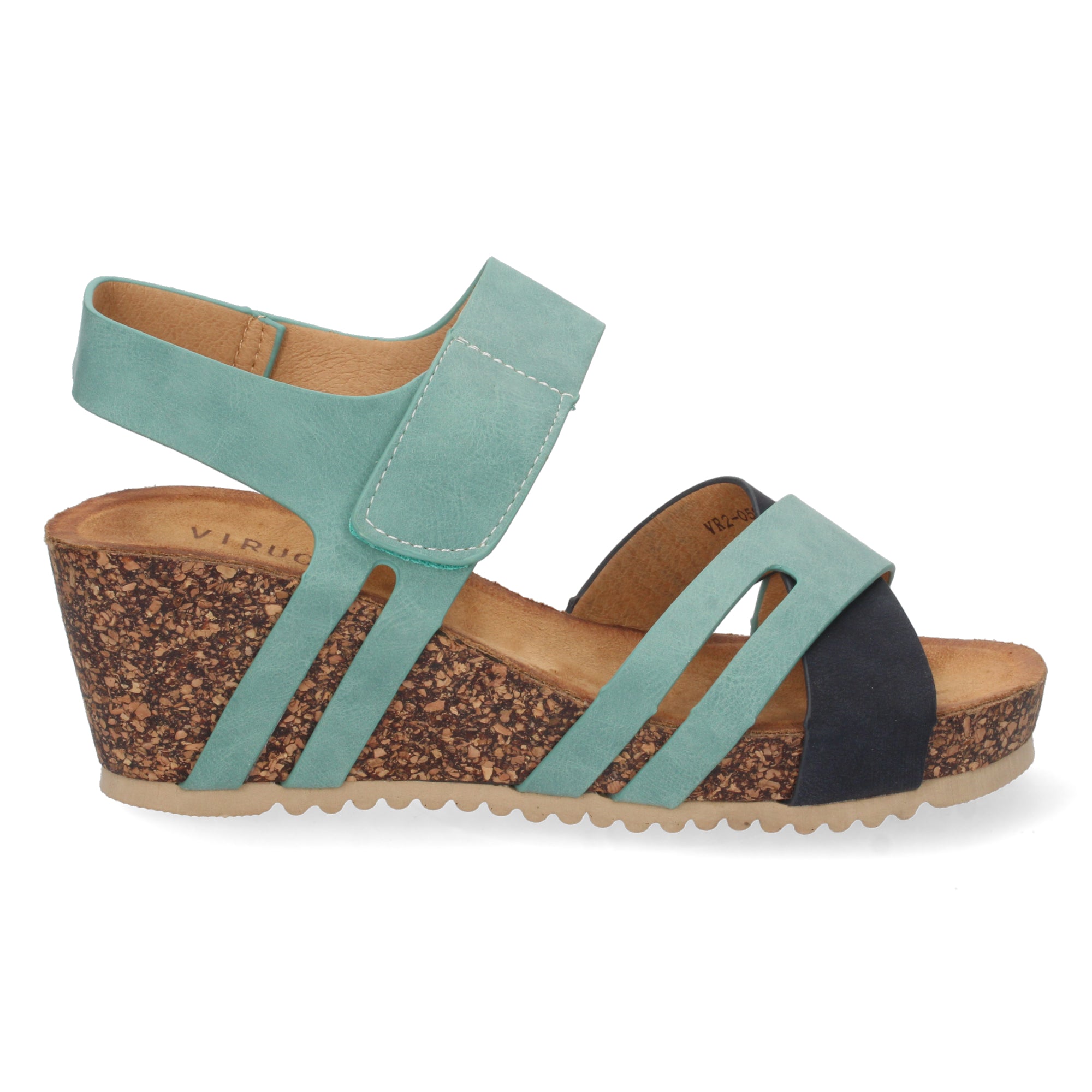 Sandalia de Cuña para Mujer, Cómoda, con Palas Cruzadas y Cierre de Velcro