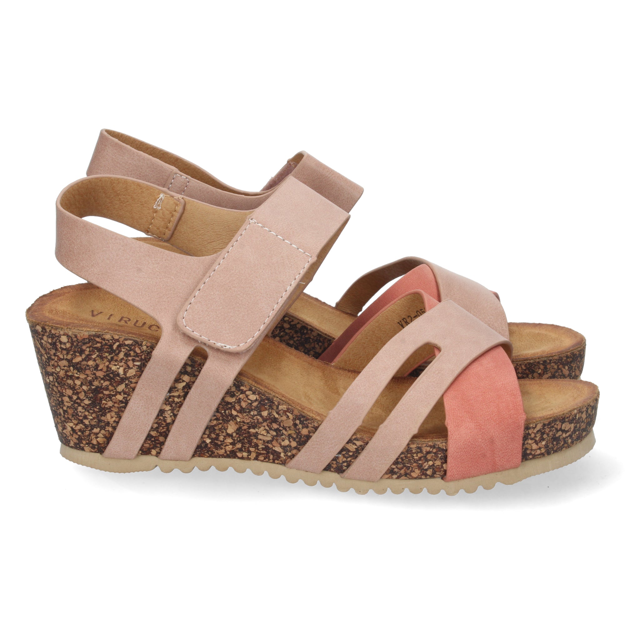 Sandalia de Cuña para Mujer, Cómoda, con Palas Cruzadas y Cierre de Velcro