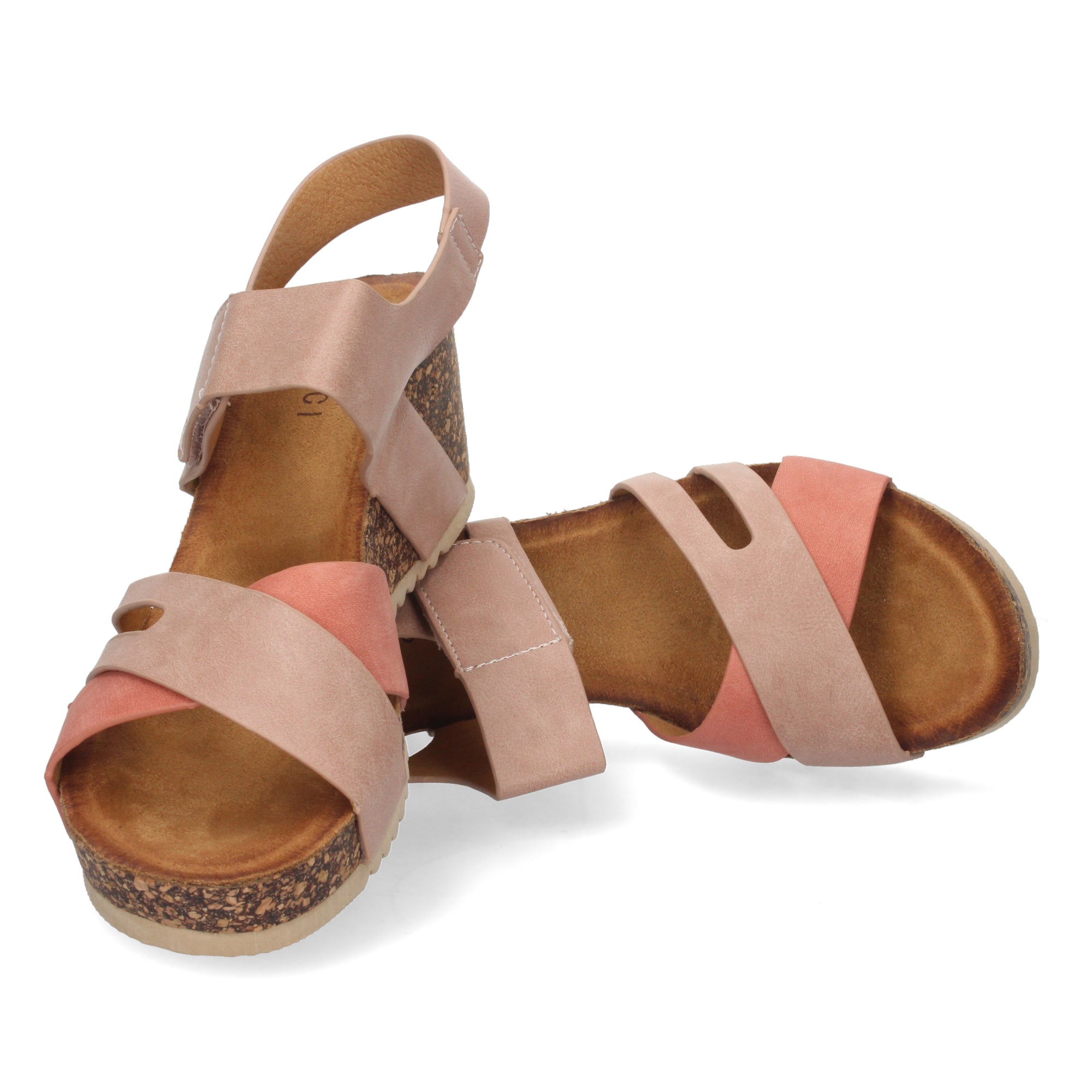 Sandalia de Cuña para Mujer, Cómoda, con Palas Cruzadas y Cierre de Velcro