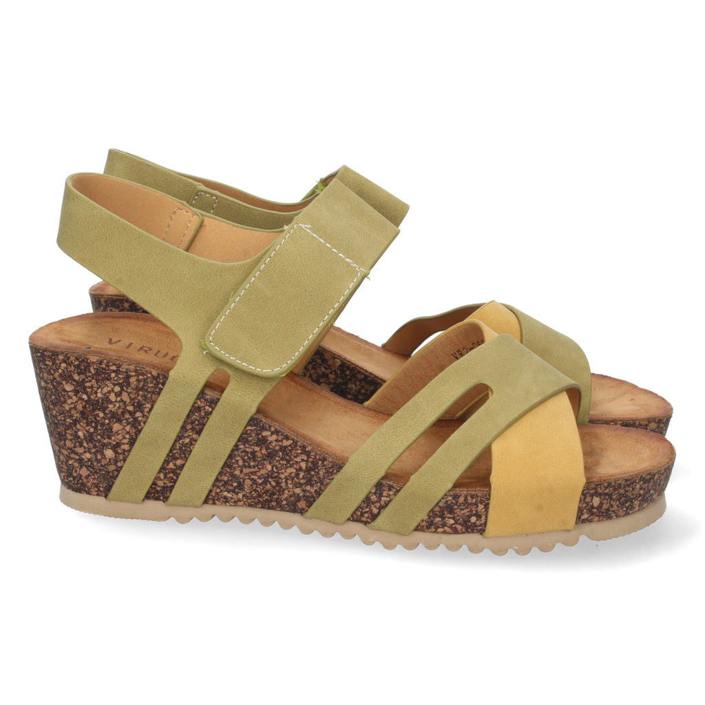 Sandalia de Cuña para Mujer, Cómoda con Palas Cruzadas y Cierre de Velcro
