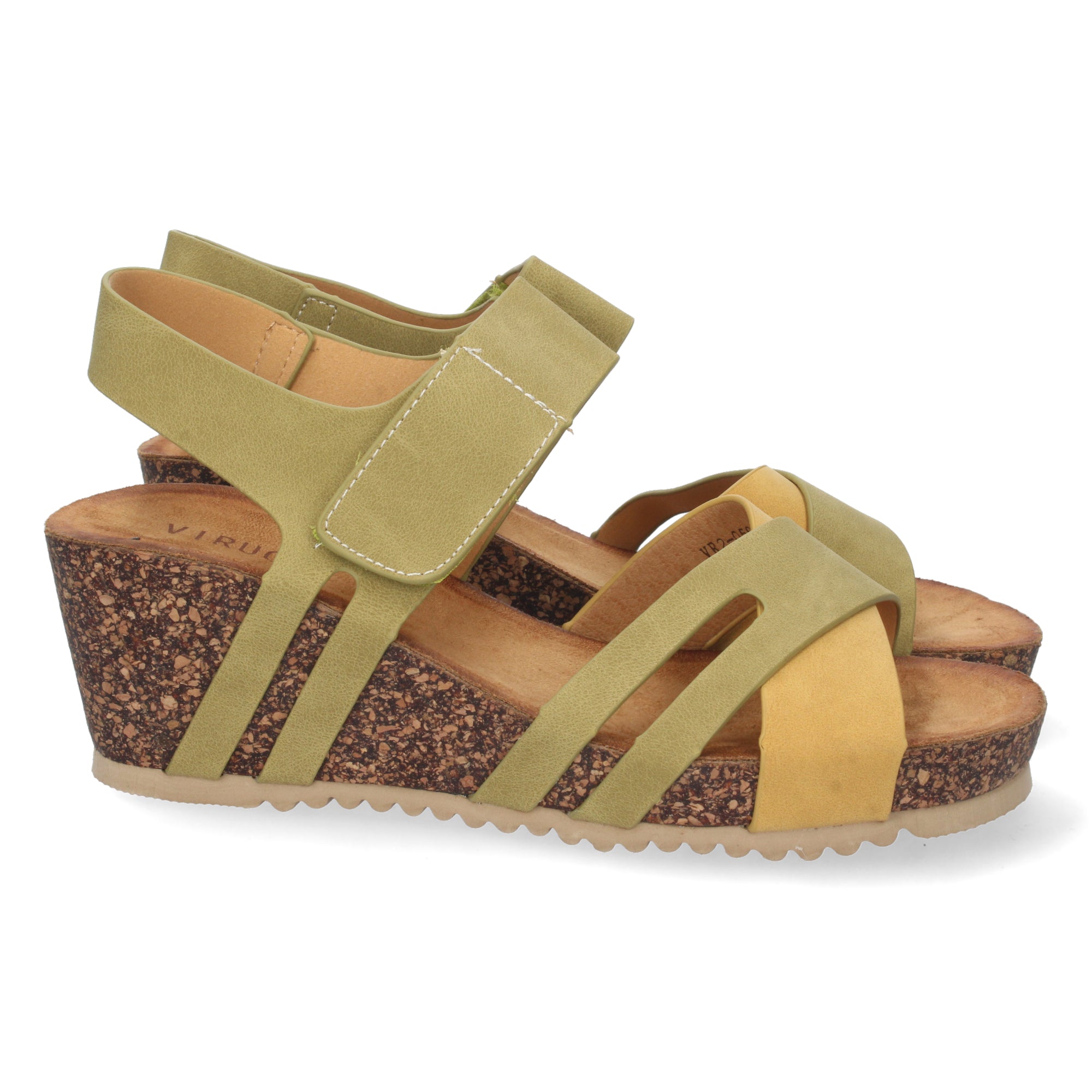 Sandalia de Cuña para Mujer, Cómoda con Palas Cruzadas y Cierre de Velcro