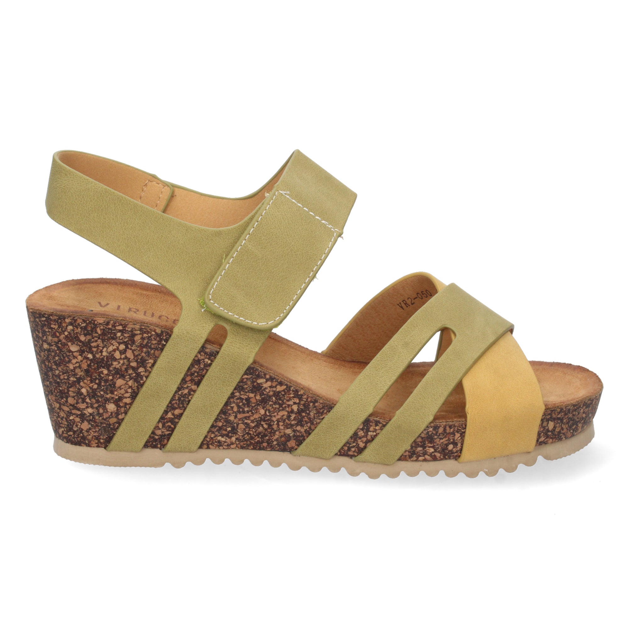 Sandalia de Cuña para Mujer, Cómoda con Palas Cruzadas y Cierre de Velcro