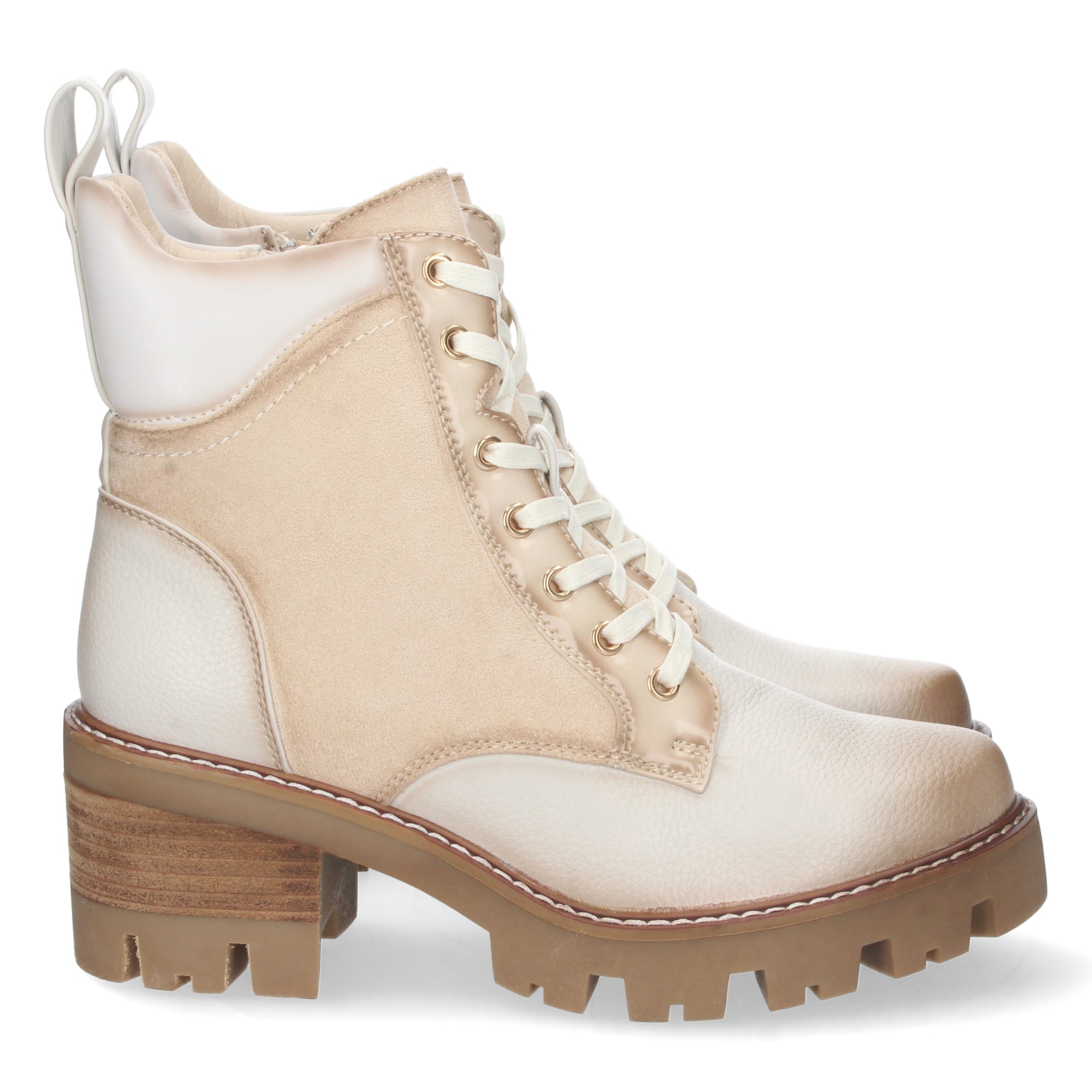 Botin blanco con cierre acordonado