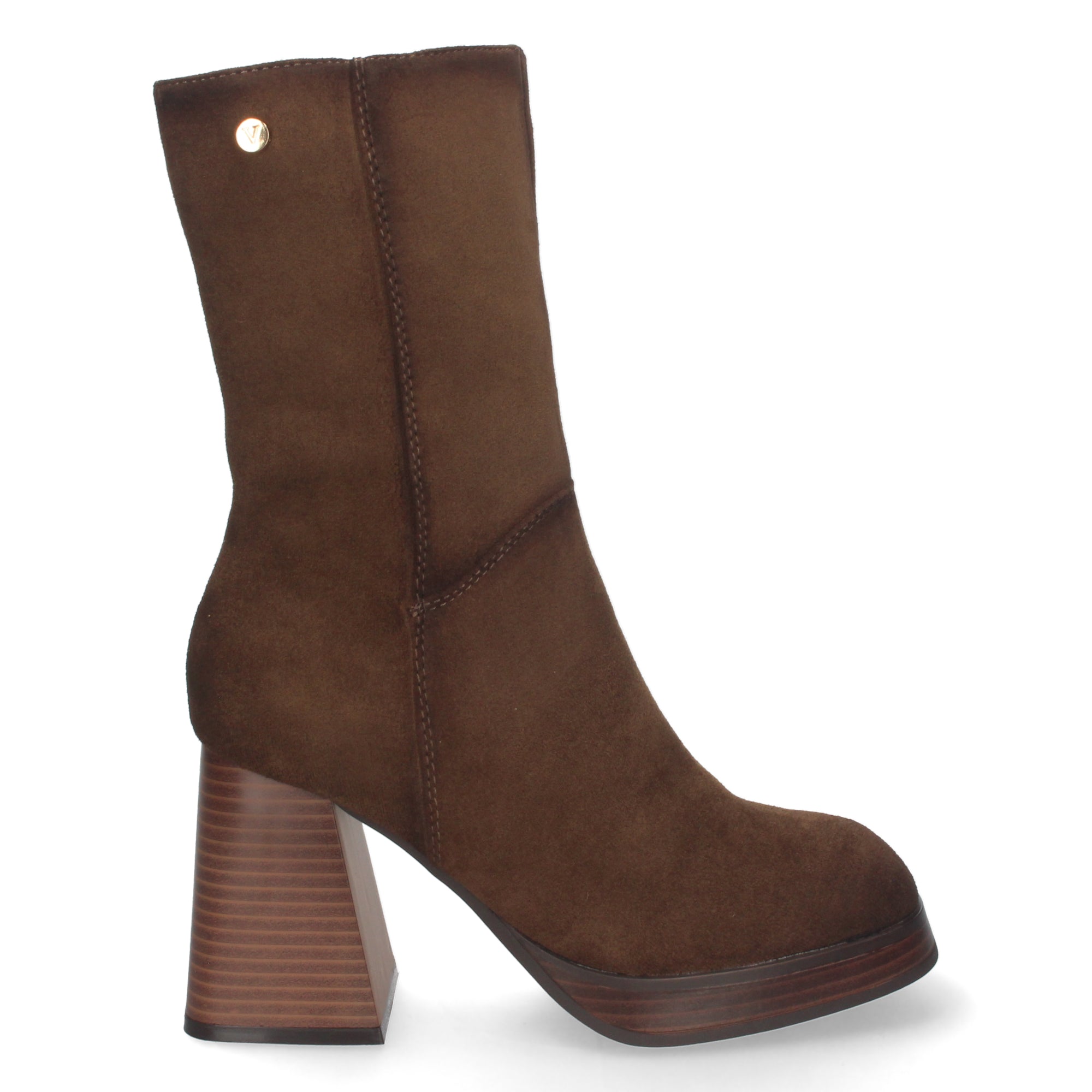Botin taupe con tacón ancho
