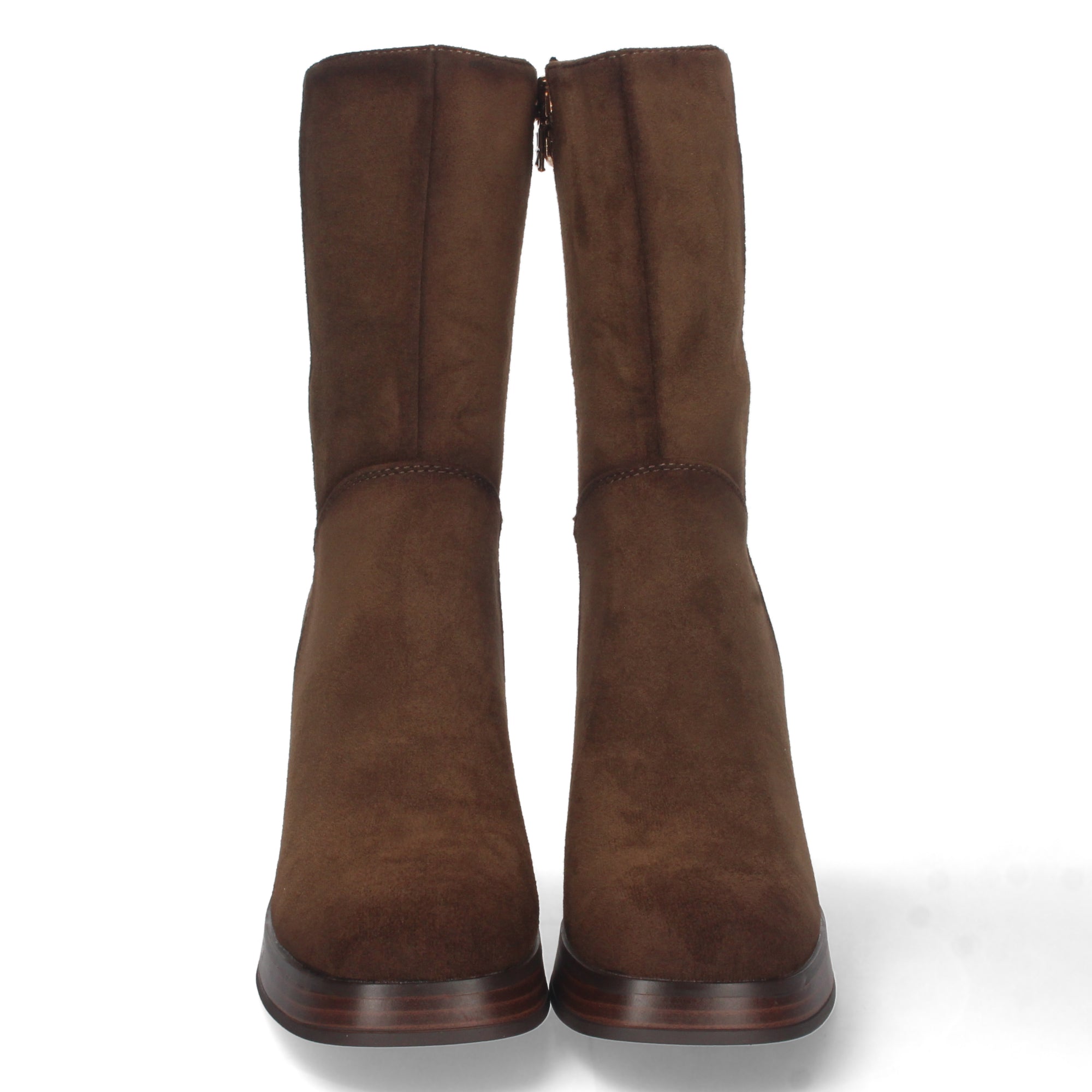 Botin taupe con tacón ancho