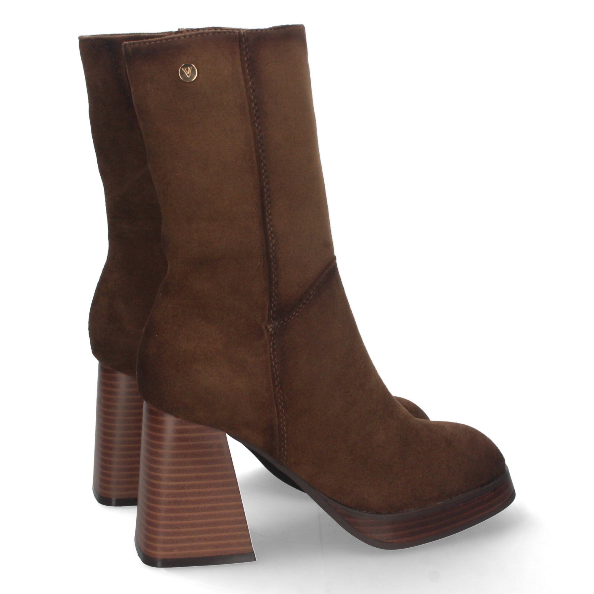 Botin taupe con tacón ancho