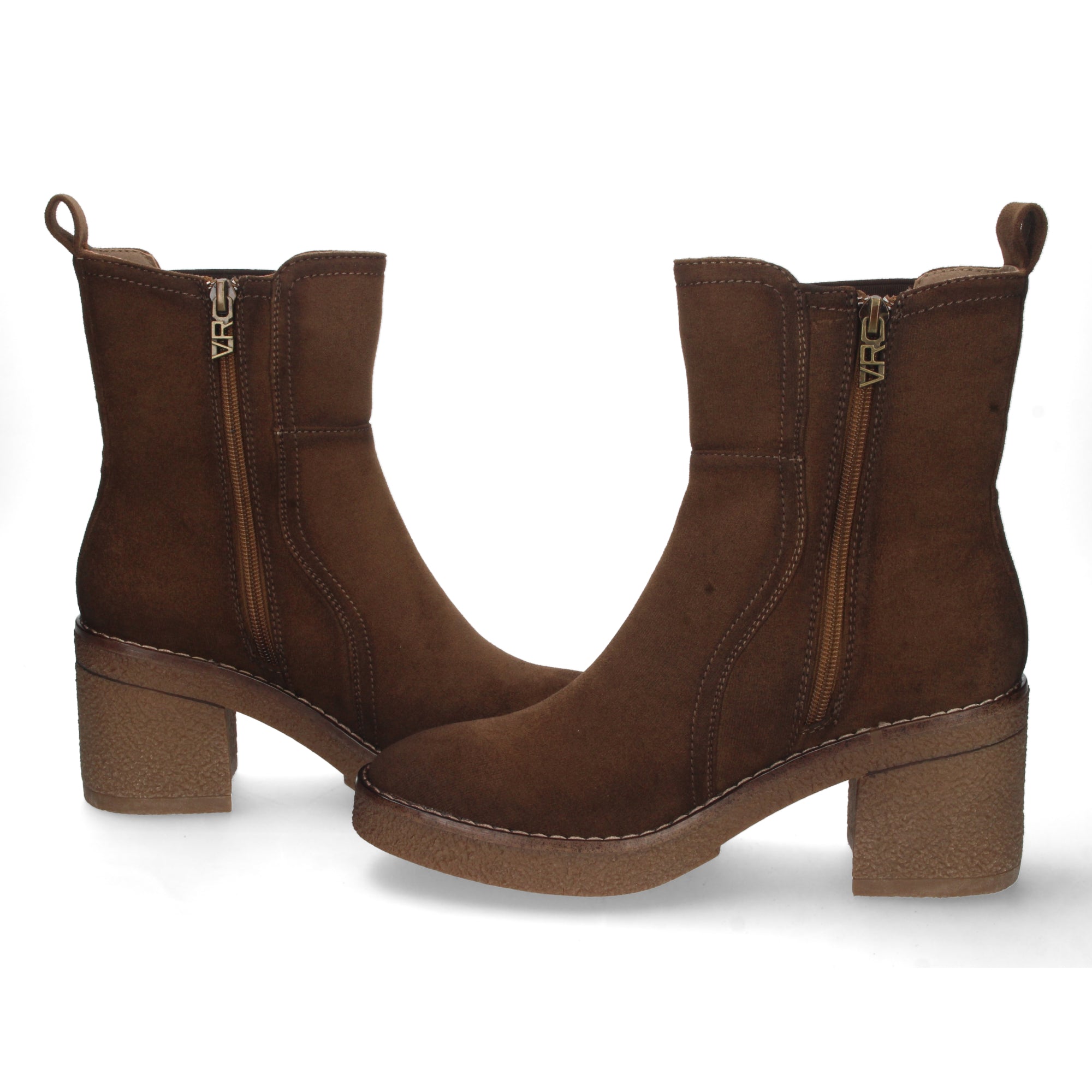 Botin tacón taupe con elástico