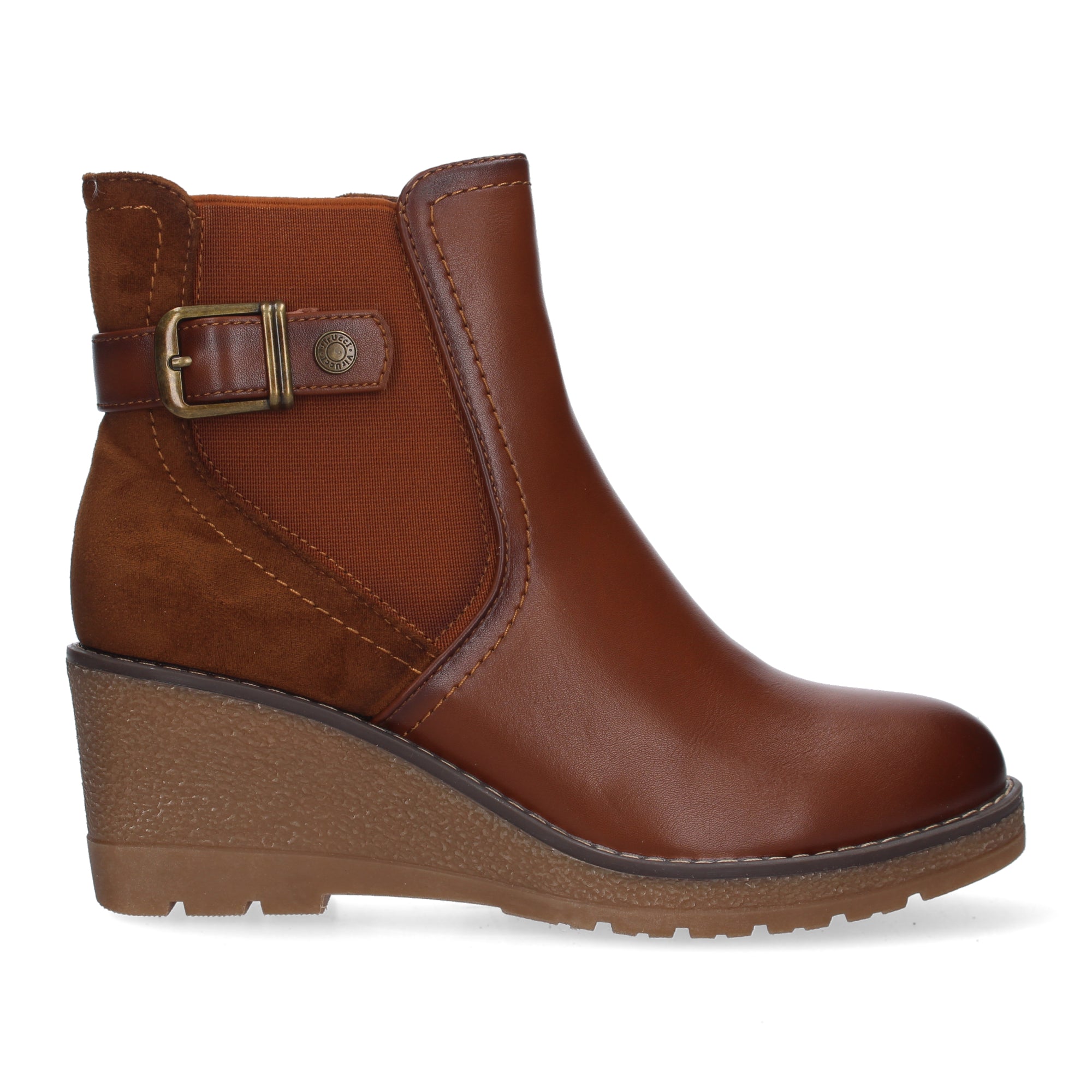 Botin cuero con detalle hebilla