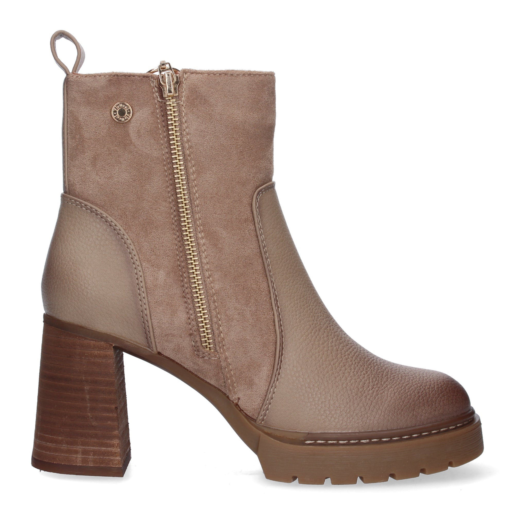 Botin beige con cierre cremallera