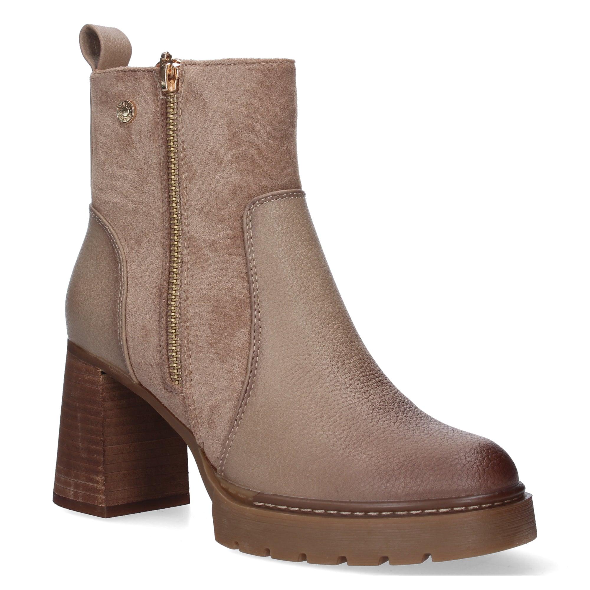 Botin beige con cierre cremallera
