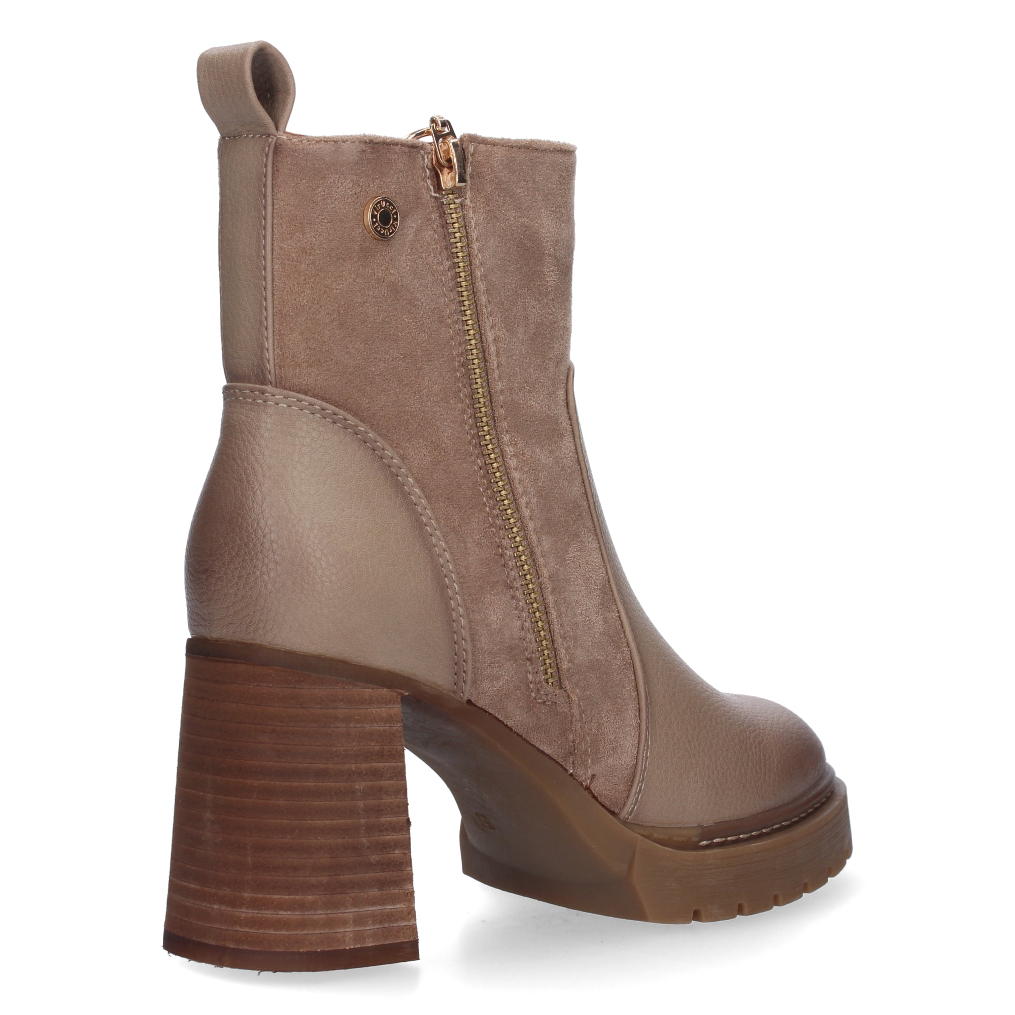 Botin beige con cierre cremallera